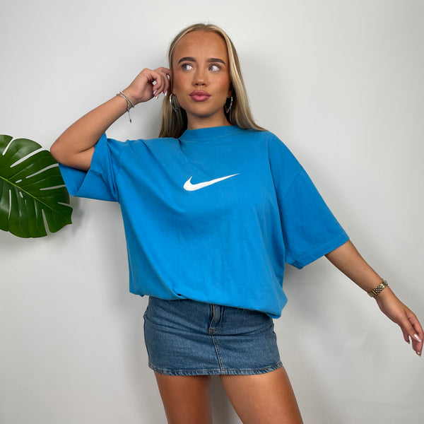 Nike Blue Embroidered Spell Out T Shirt (L)