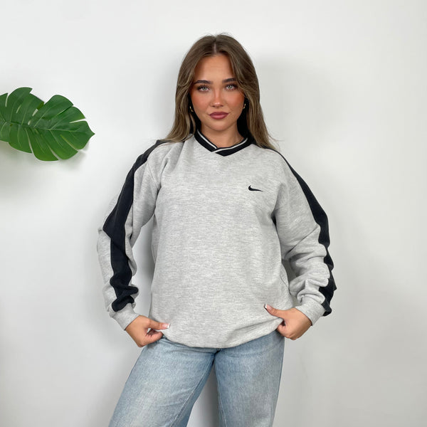 Nike Grey Embroidered Swoosh Sweatshirt (L)