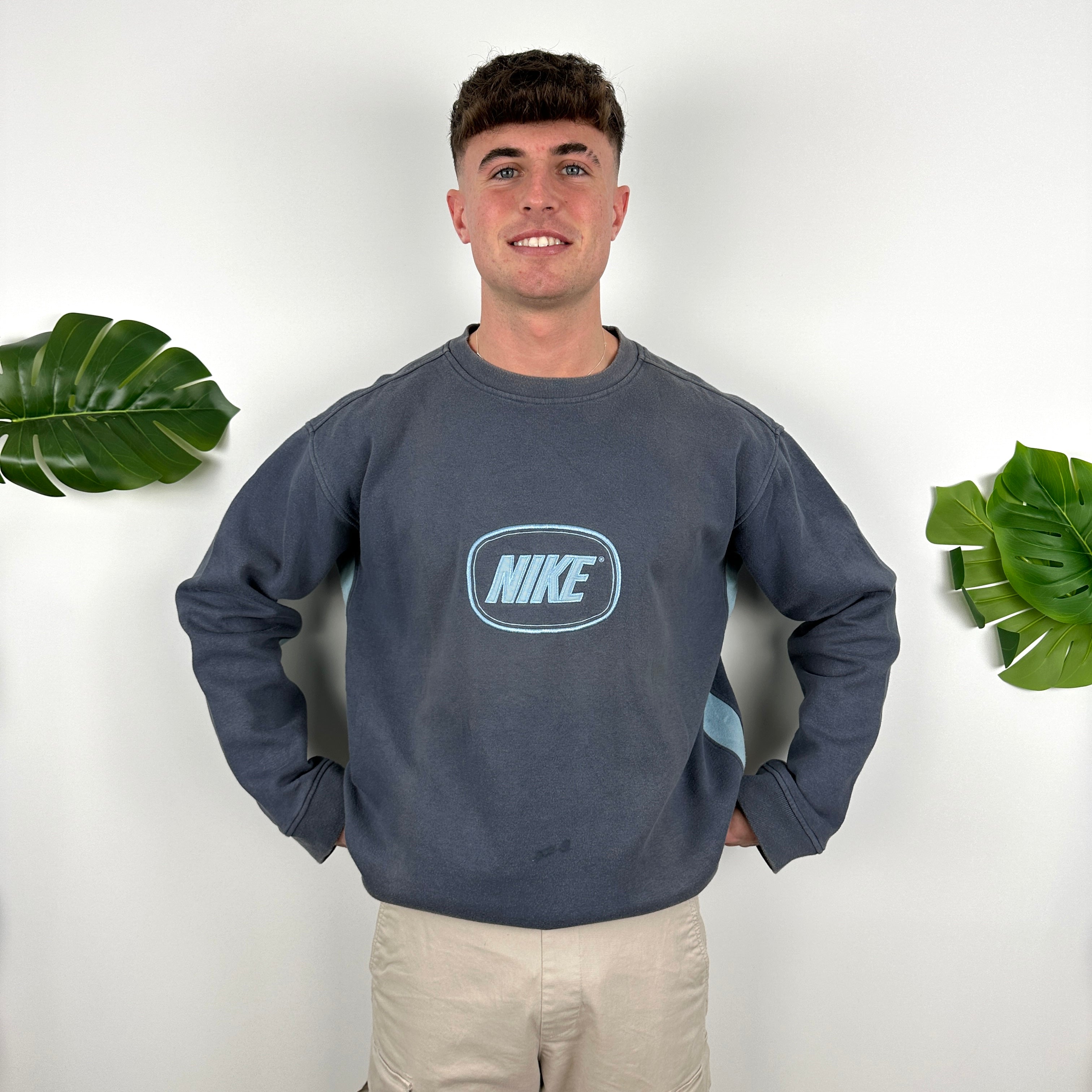 Nike Navy Embroidered Spell Out Sweatshirt (L)