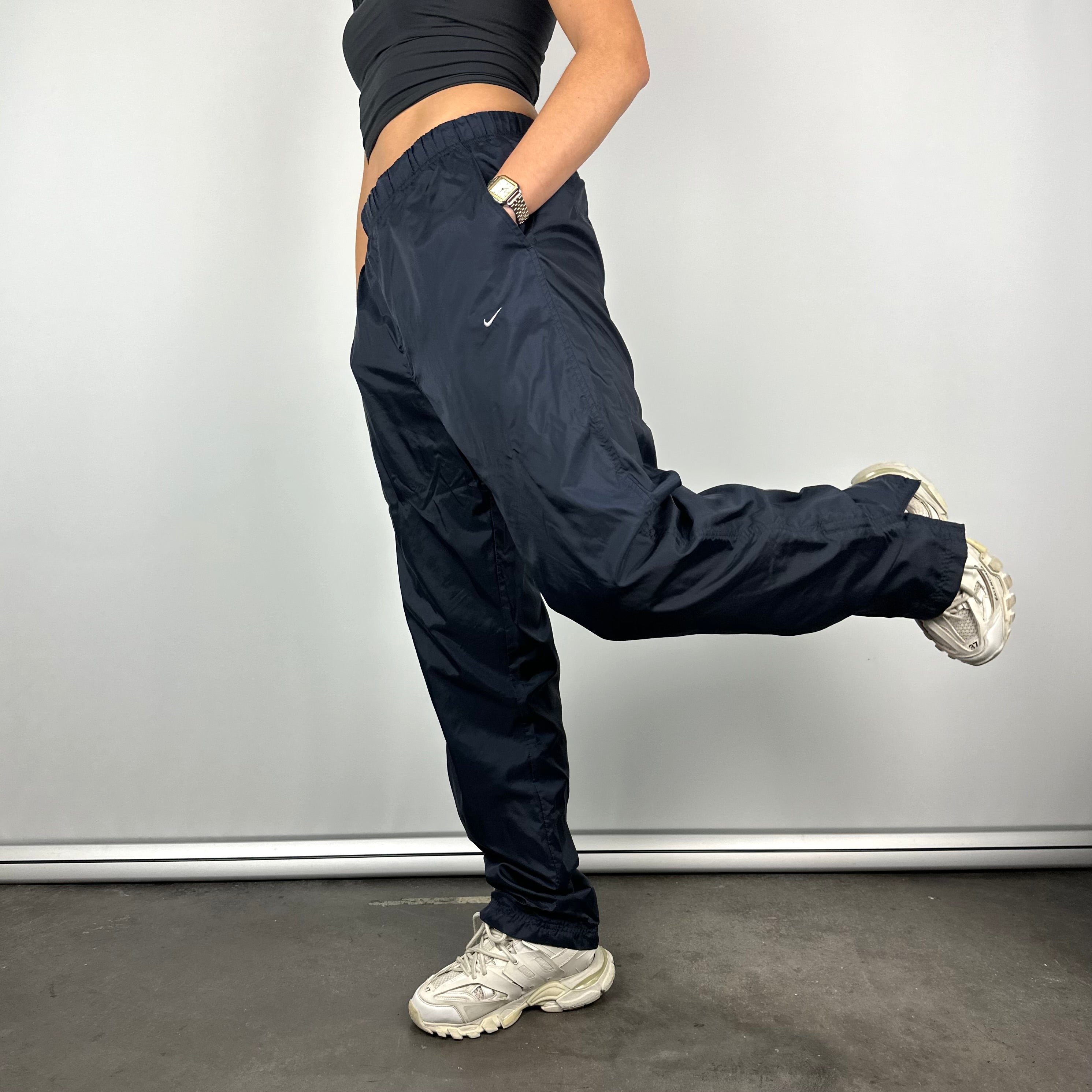 Nike Navy Embroidered Swoosh Track Pants (M)