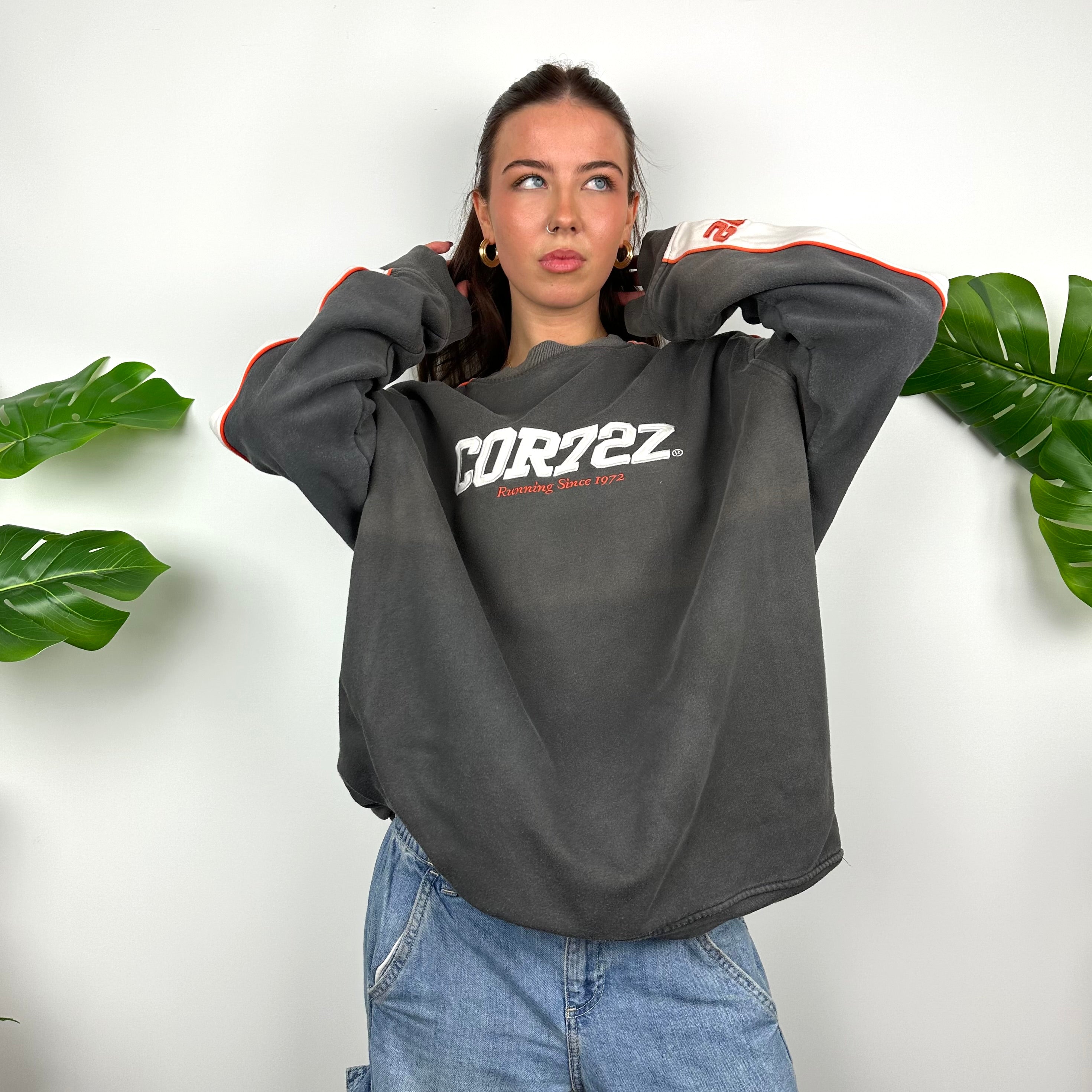 Nike Cortez Grey Embroidered Spell Out Sweatshirt (L)