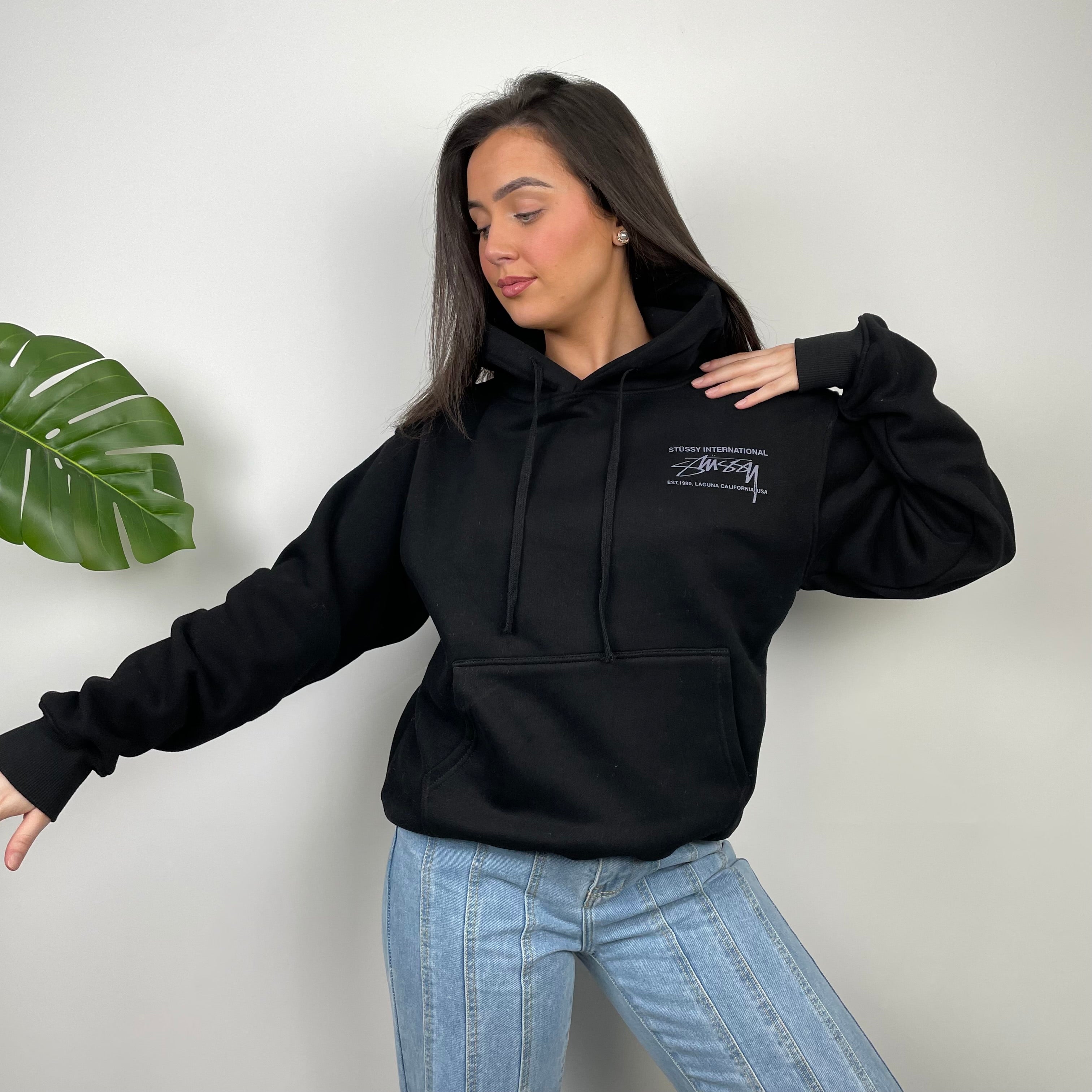 Stussy Black Spell Out Hoodie (M)