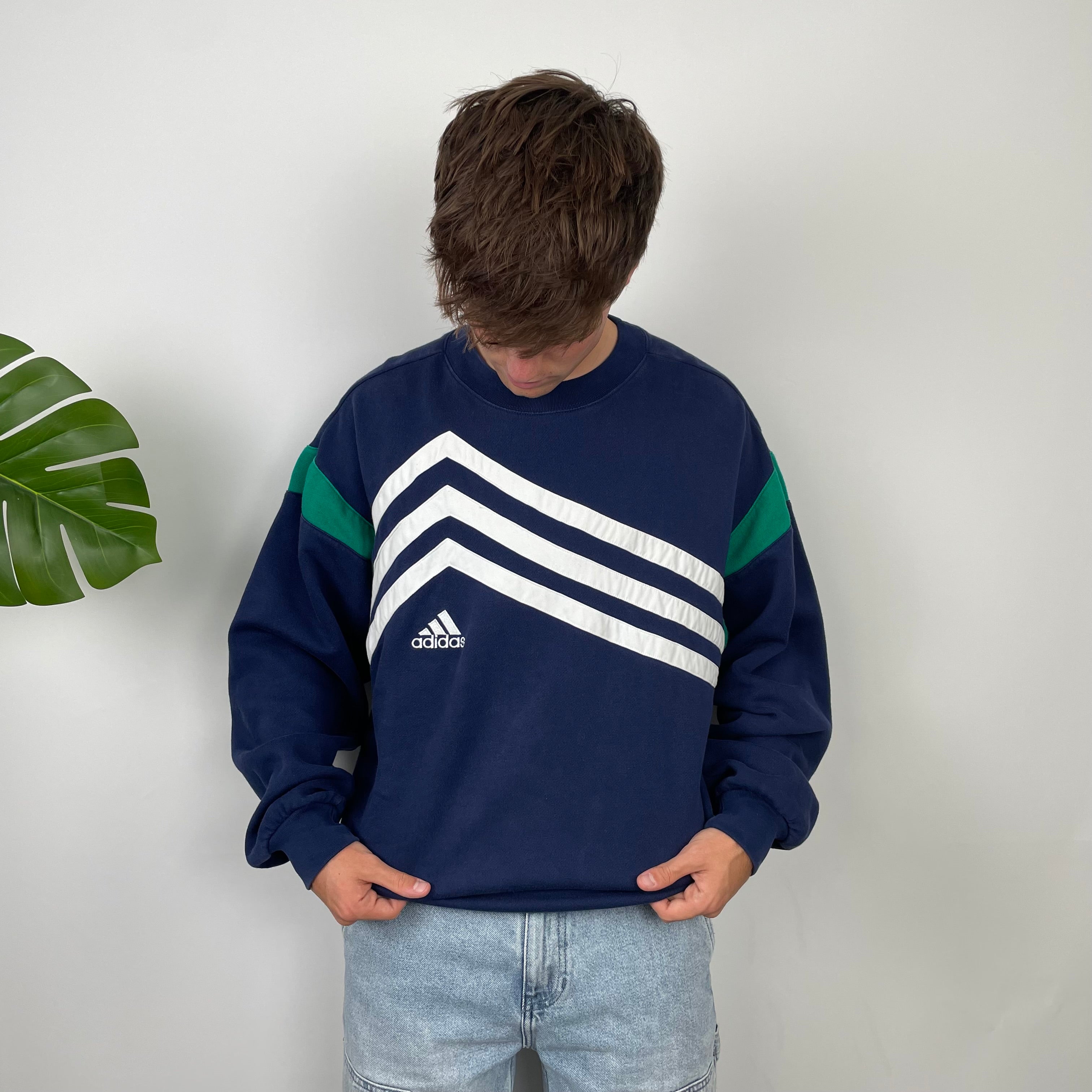 Adidas Embroidered Spell Out Colour Block Sweatshirt (L)