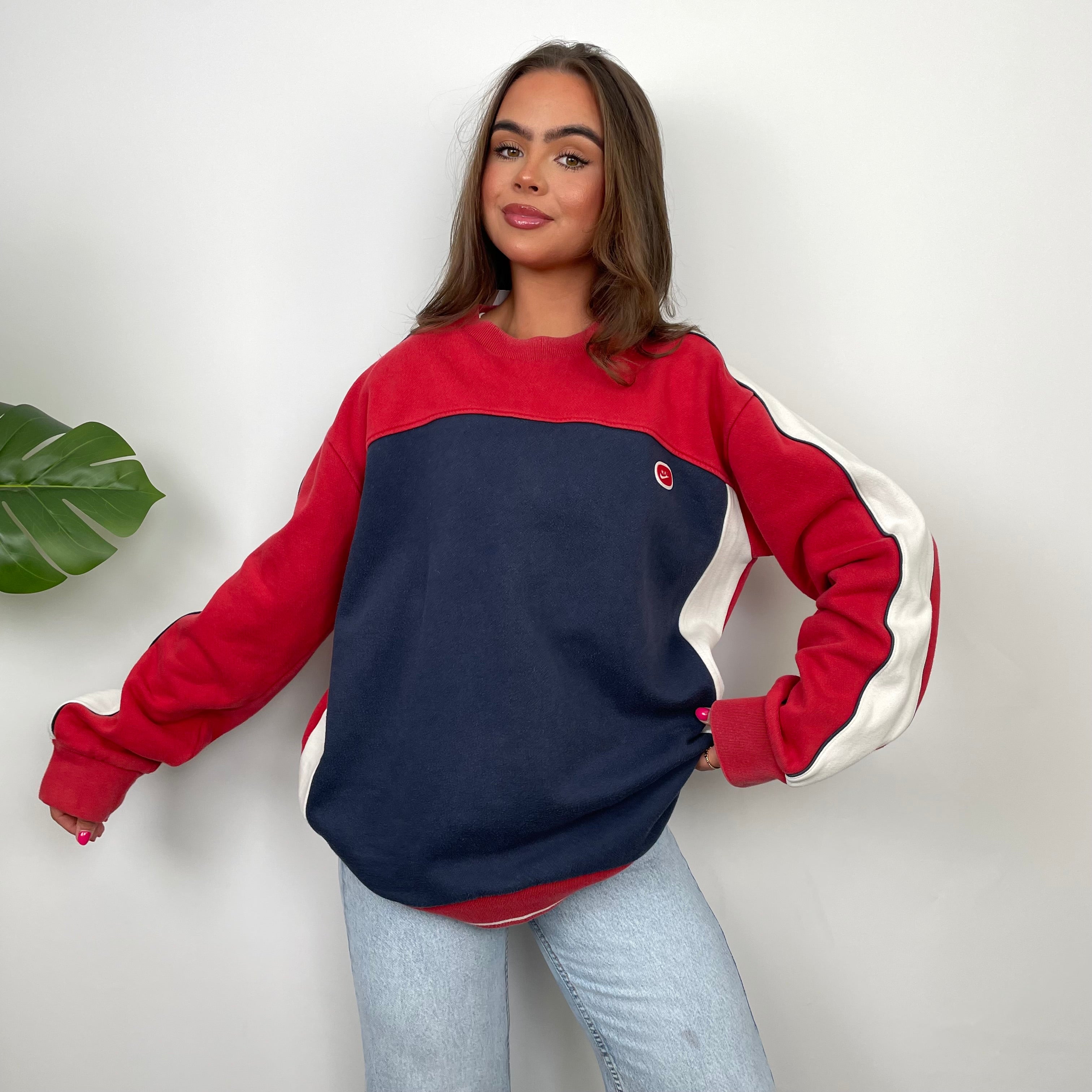 Nike Embroidered Spell Out Colour Block Sweatshirt (M)