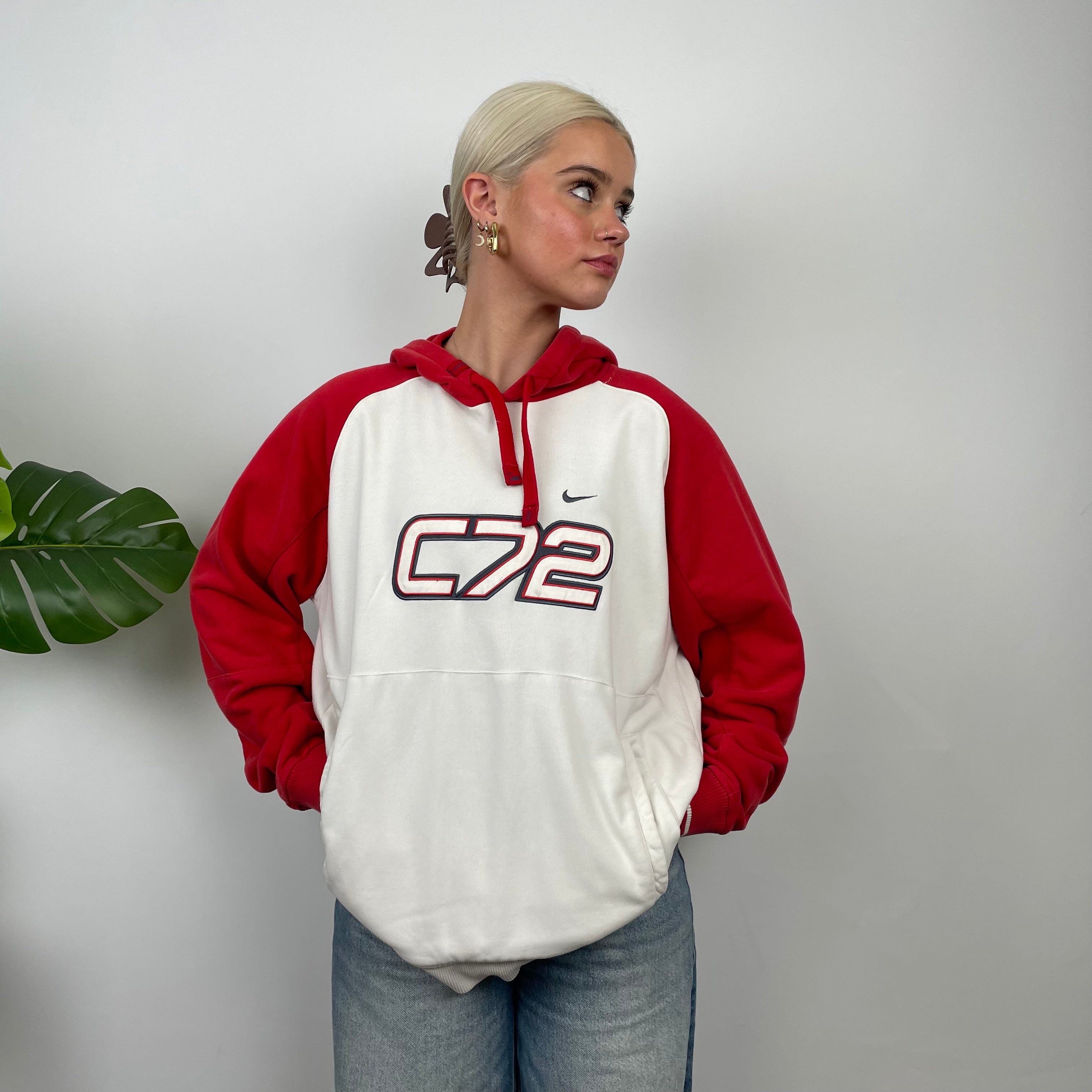 Nike Cortez White Embroidered Spell Out Hoodie (L)