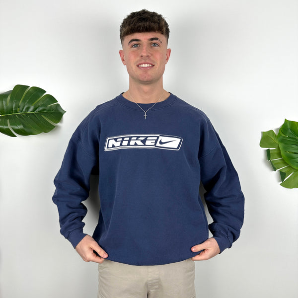 Nike Navy Spell Out Sweatshirt (XL)