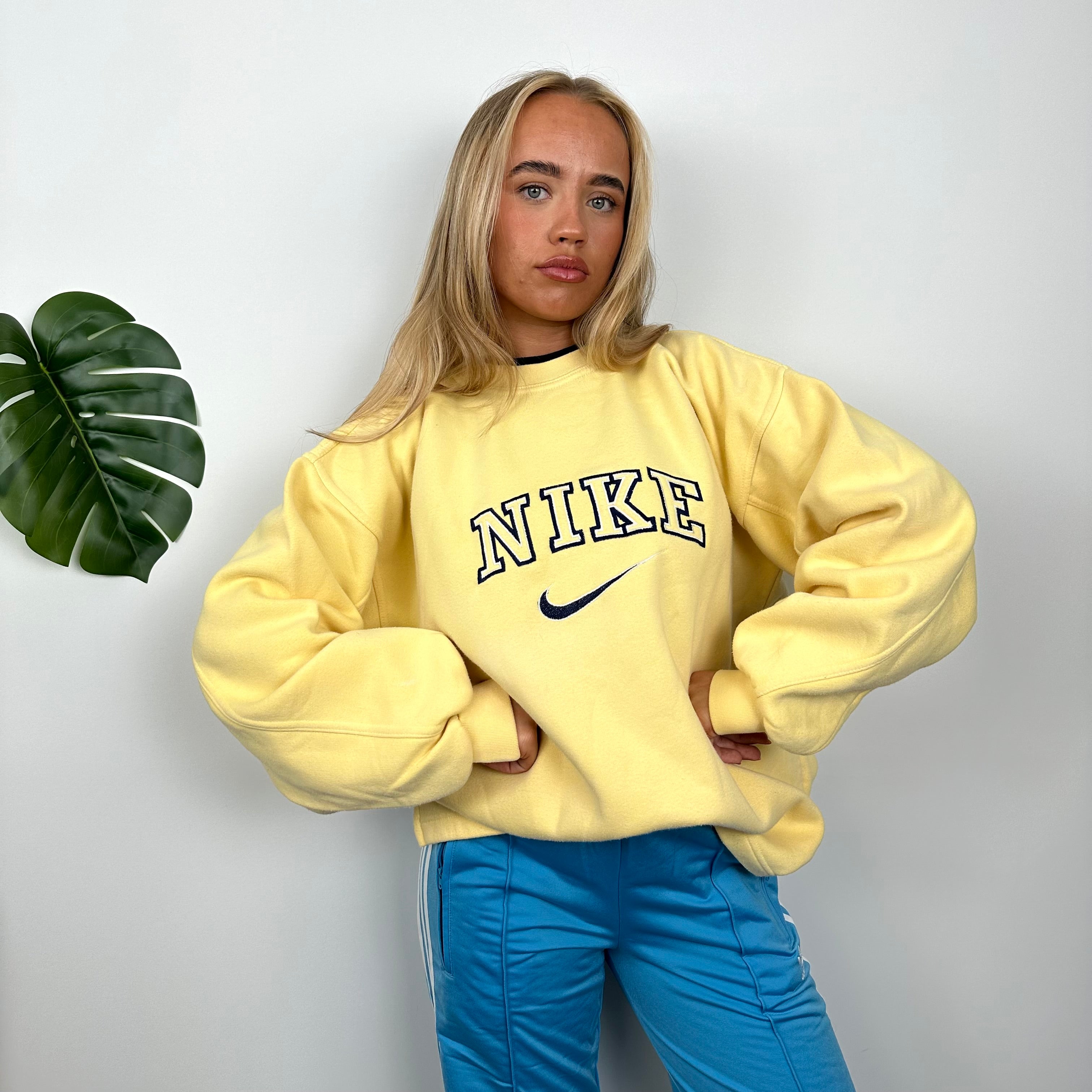 Nike Yellow Embroidered Spell Out Sweatshirt (L)