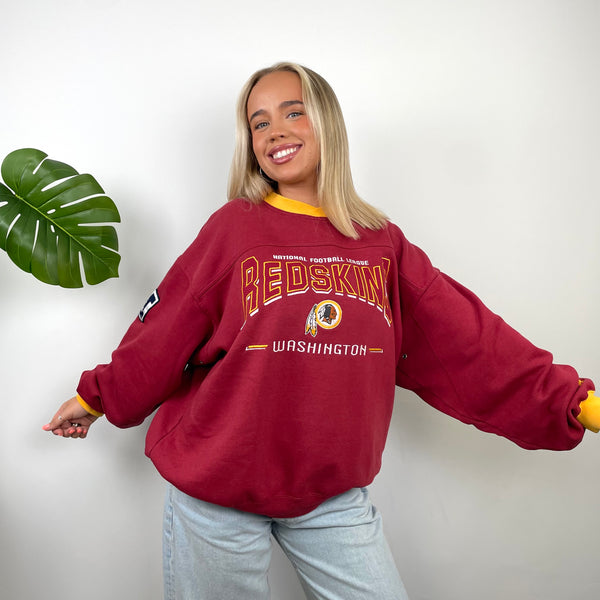 NFL Washington Redskins Red Embroidered Spell Out Sweatshirt (M)