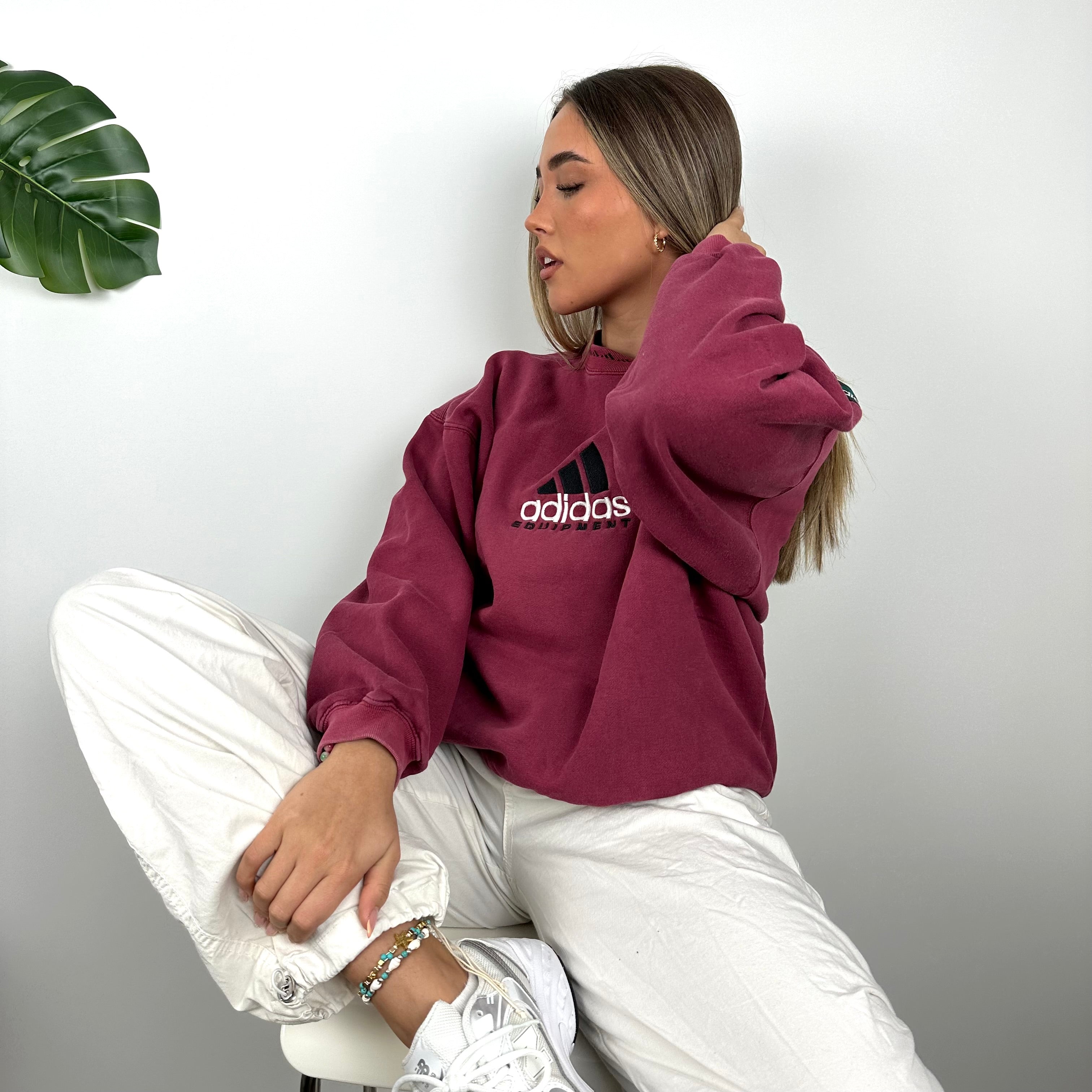 Adidas Equipment RARE Maroon Embroidered Spell Out Sweatshirt (M)