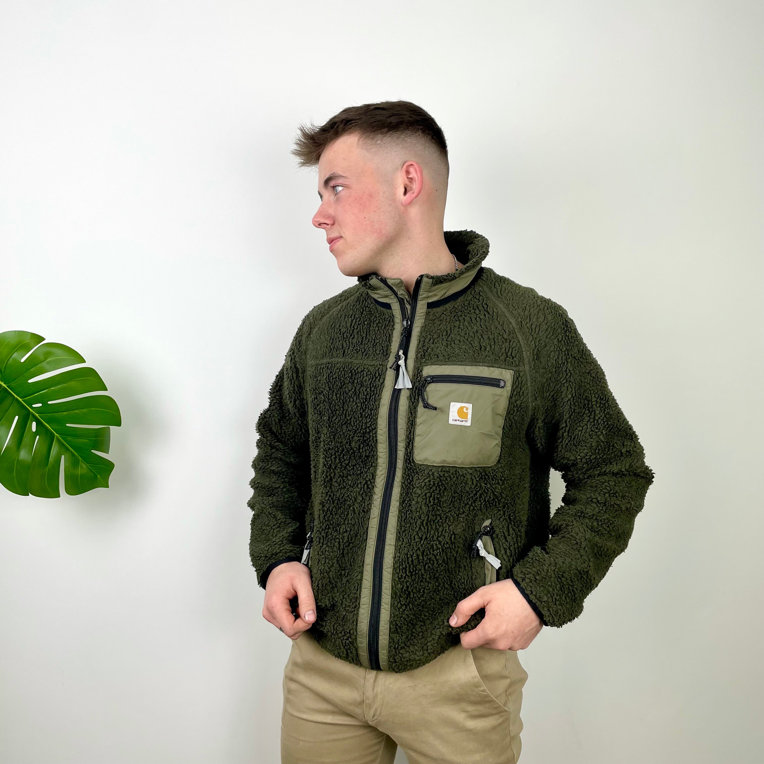 Carhartt Green Teddy Bear Sherpa Fleece Zip Up Jacket (M)