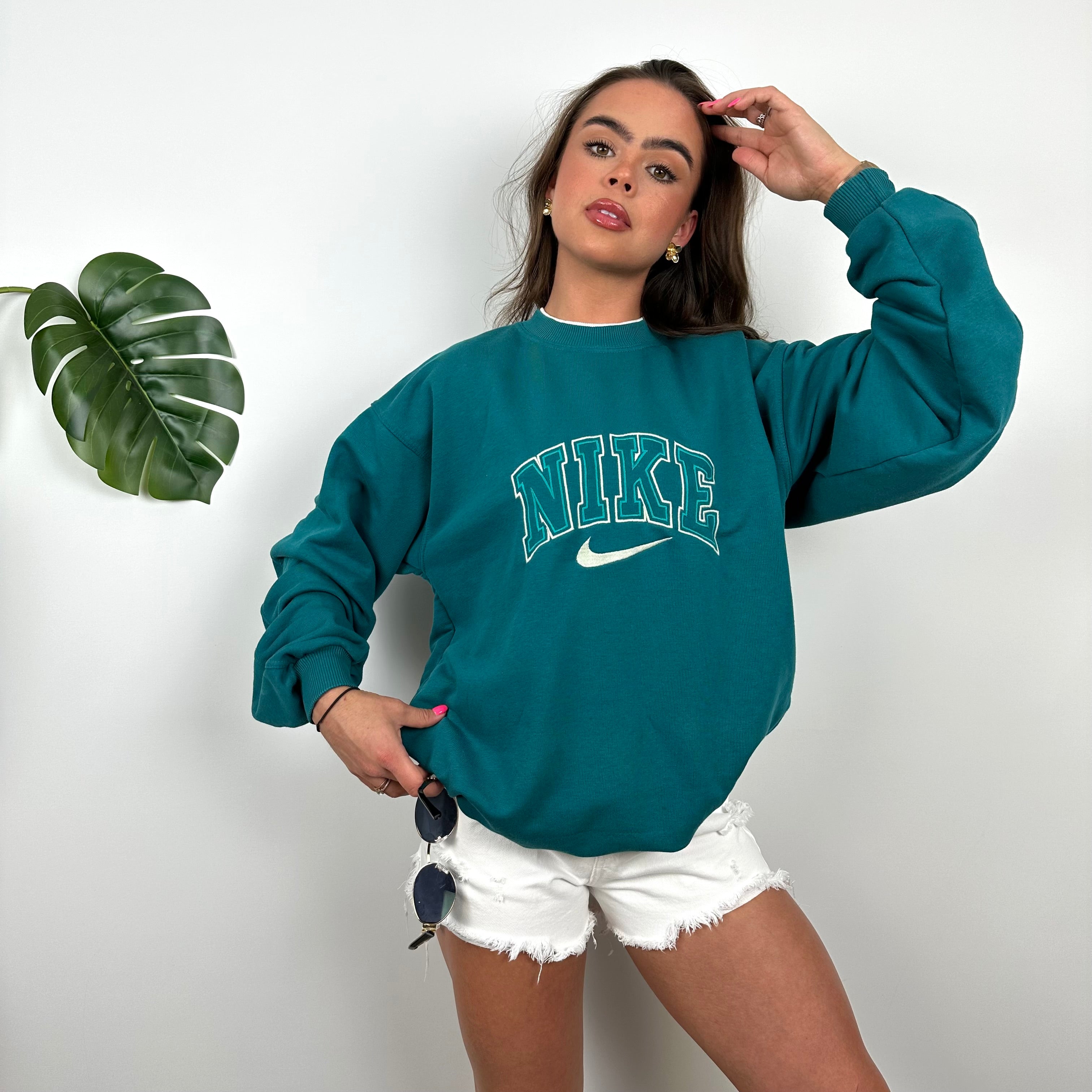 Nike Turquoise Embroidered Spell Out Sweatshirt (M)