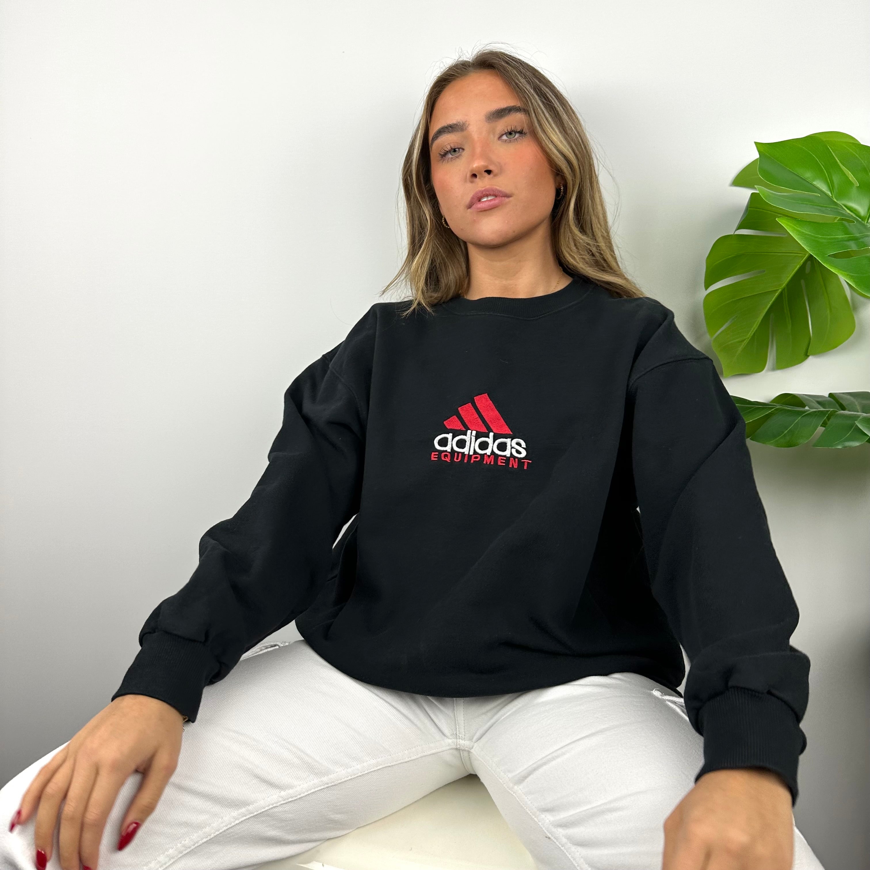 Adidas Equipment RARE Black Embroidered Spell Out Sweatshirt (L)