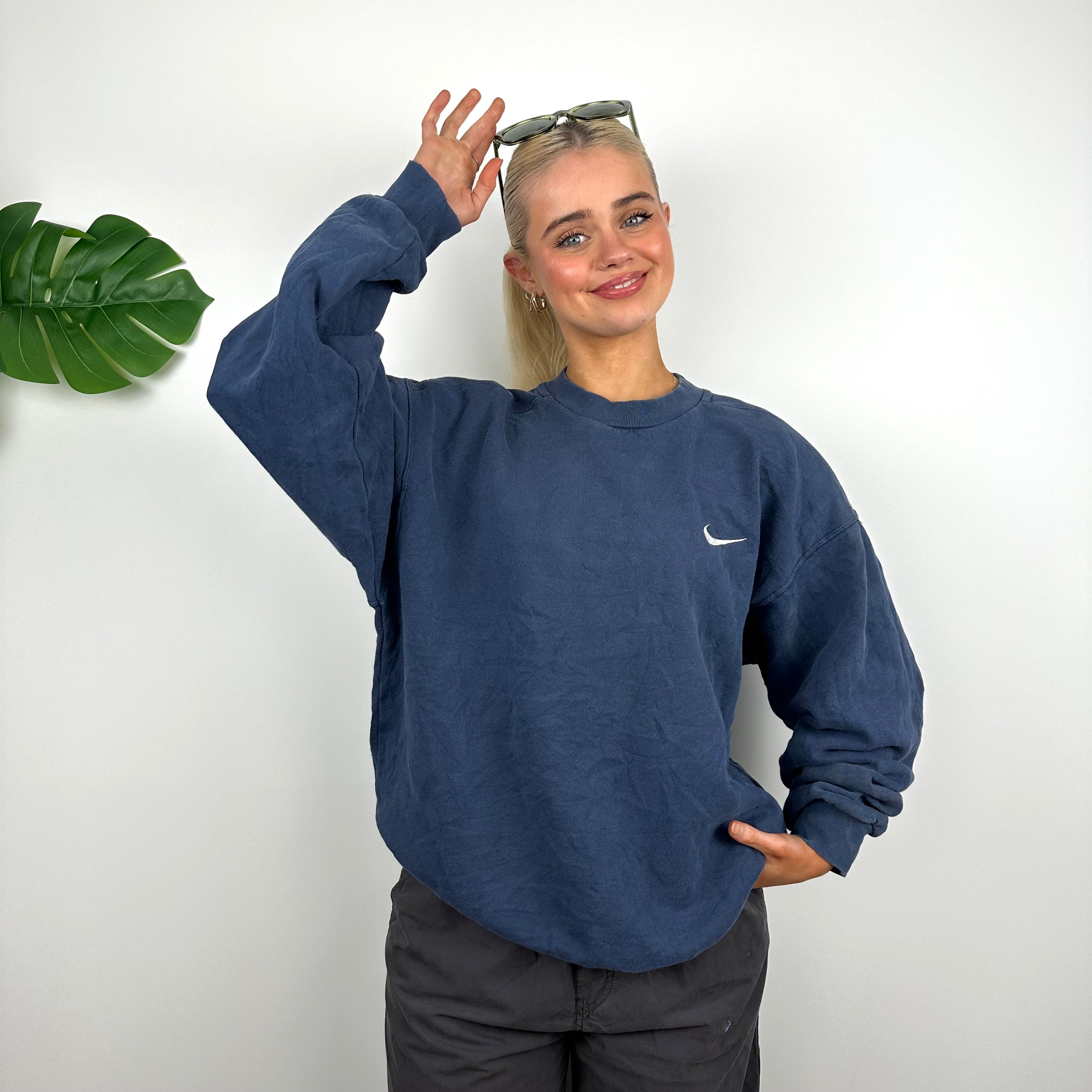 Nike Navy Embroidered Swoosh Sweatshirt (M)