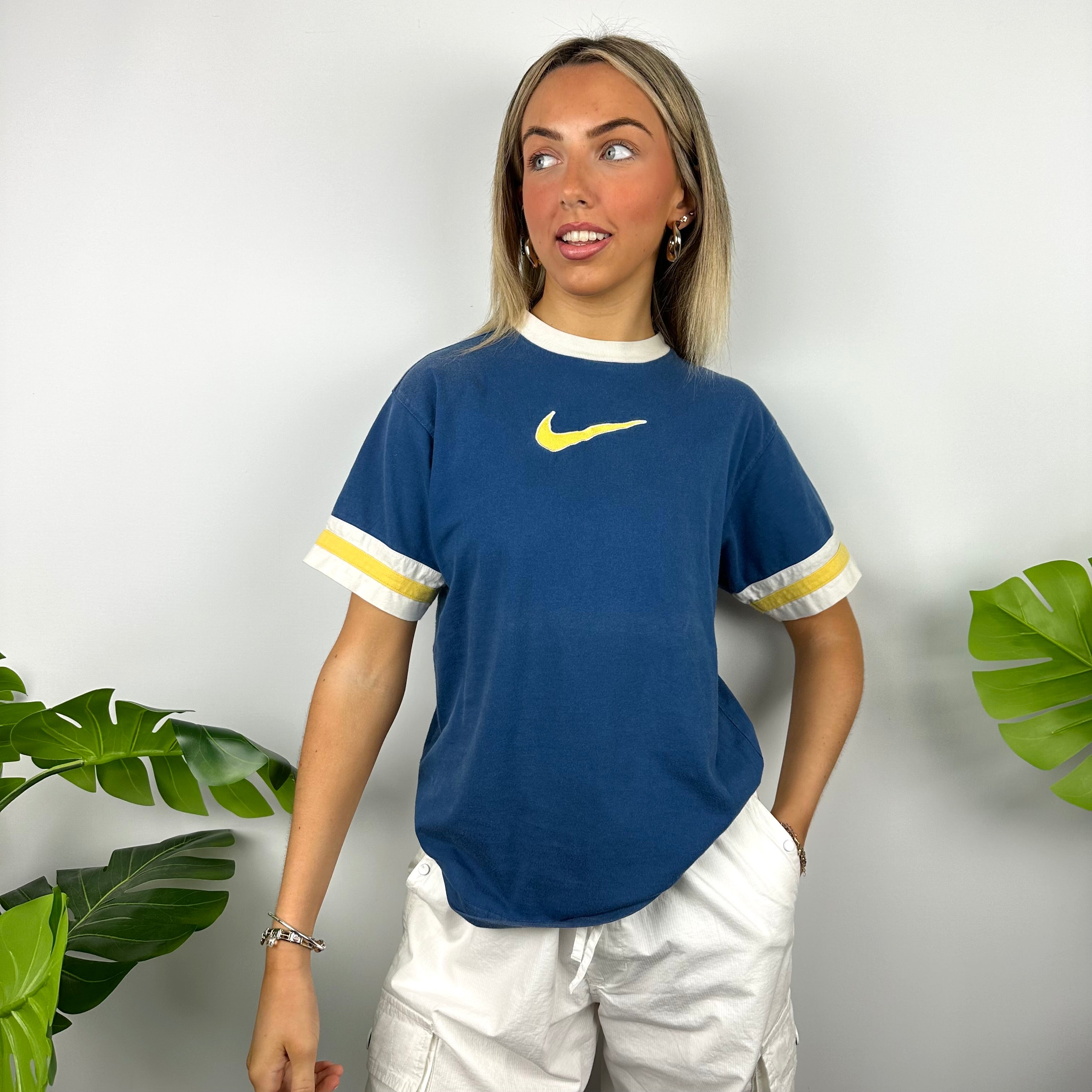 Nike Blue Embroidered Swoosh T Shirt (S)