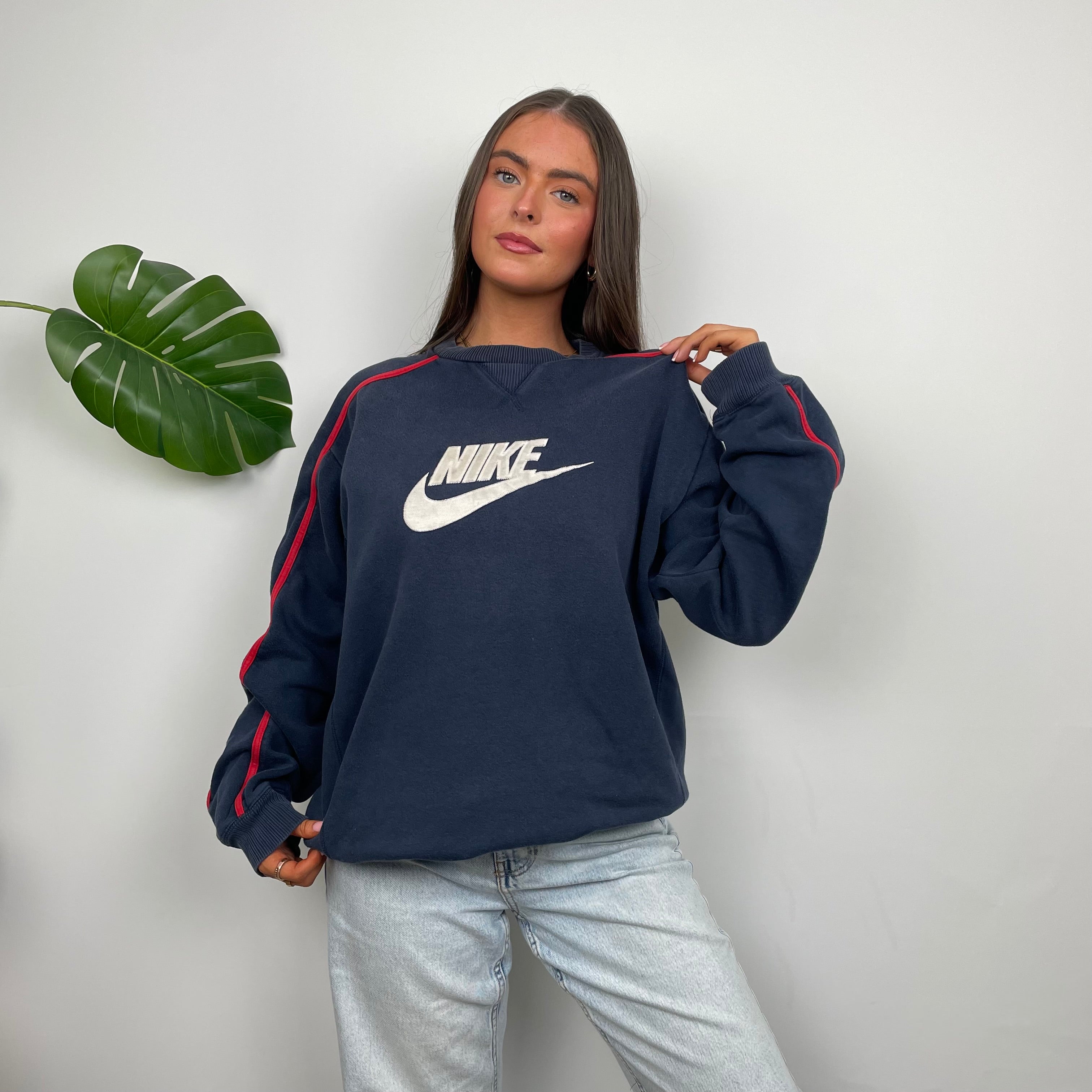 Nike Navy Embroidered Spell Out Sweatshirt (M)