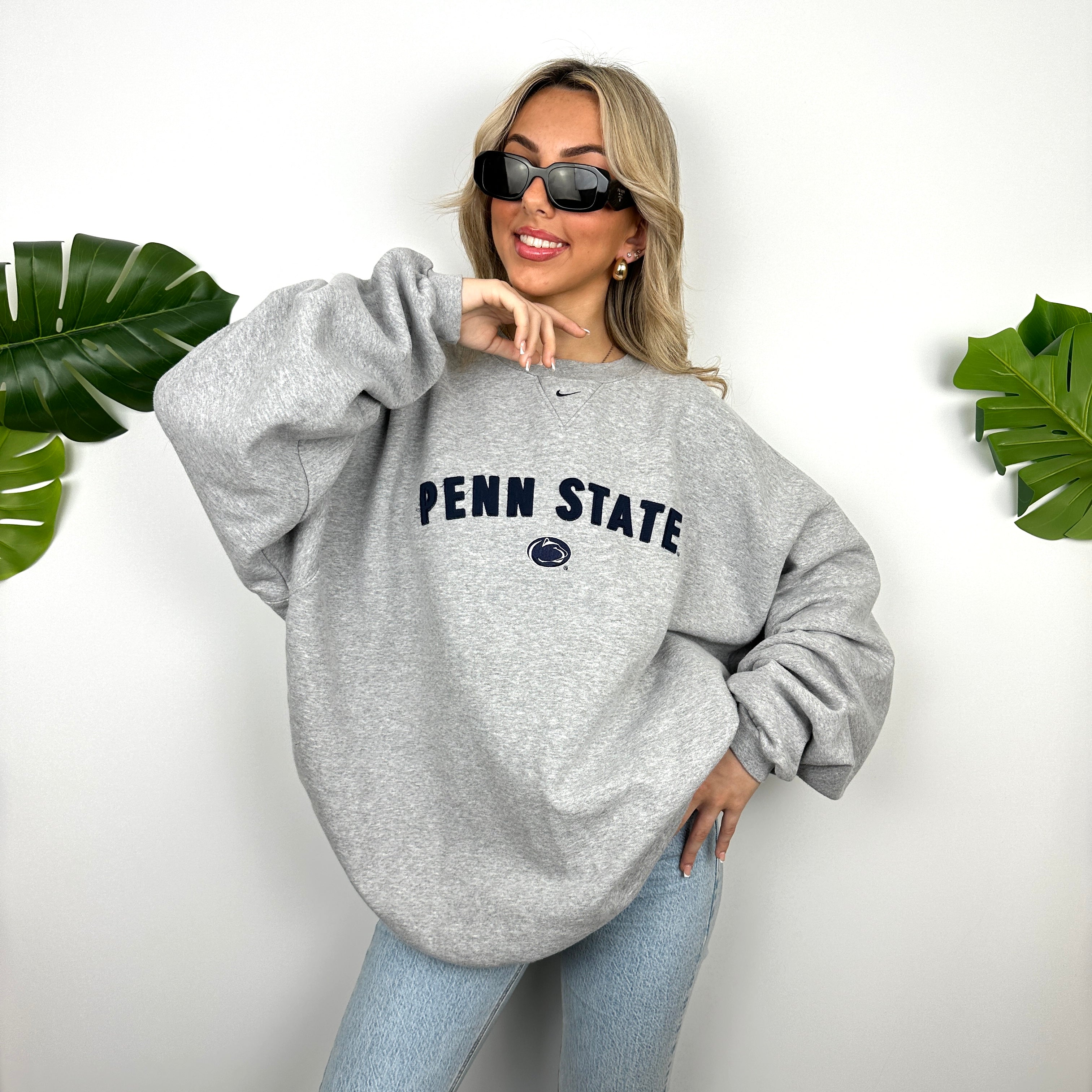 Nike x Penn State Grey Embroidered Spell Out Sweatshirt (XXL)