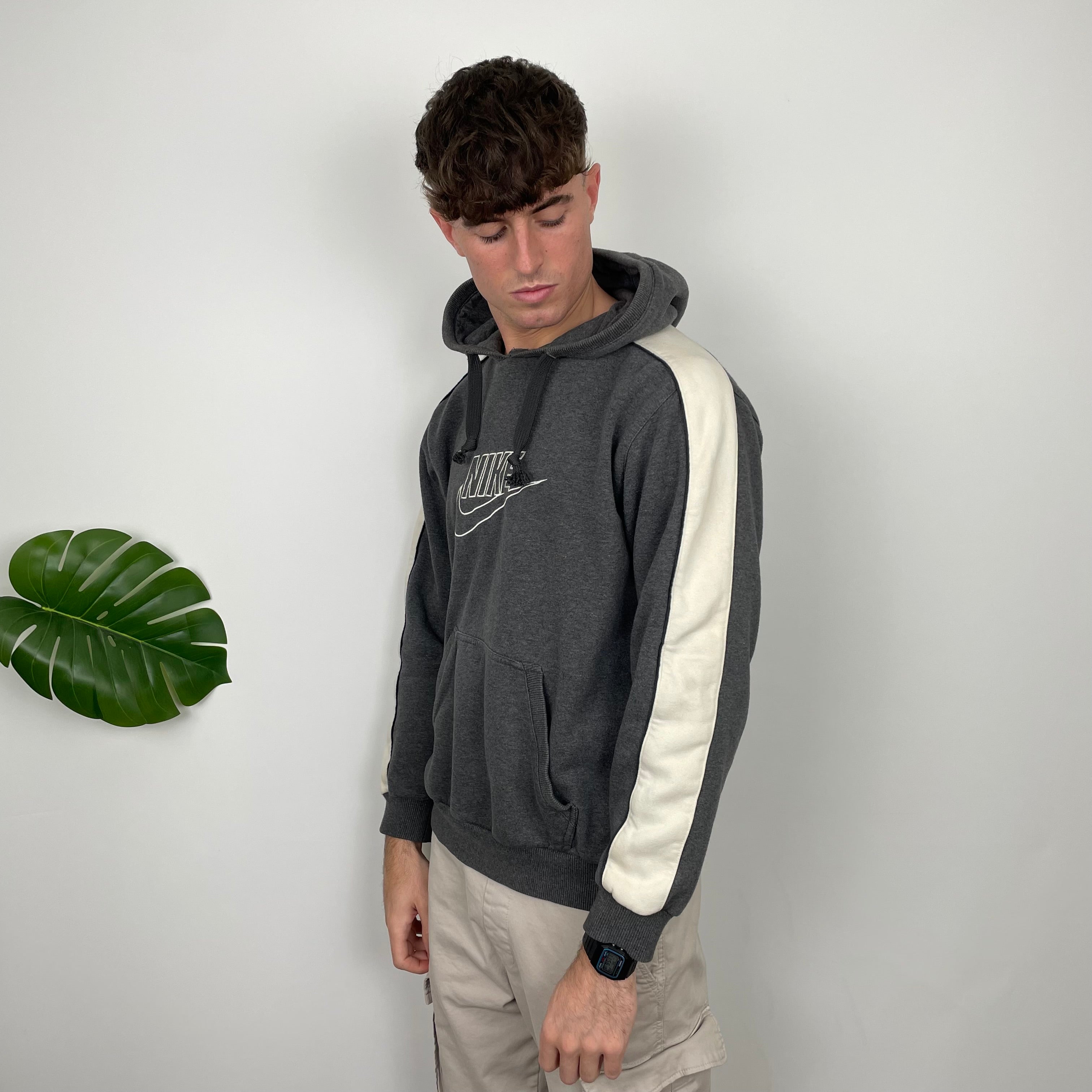 Nike Grey Embroidered Spell Out Hoodie (M)