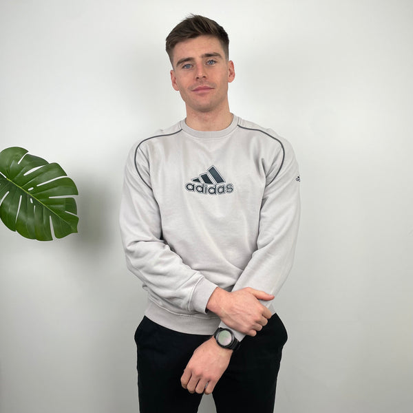 Adidas Grey Embroidered Spell Out Sweatshirt (L)