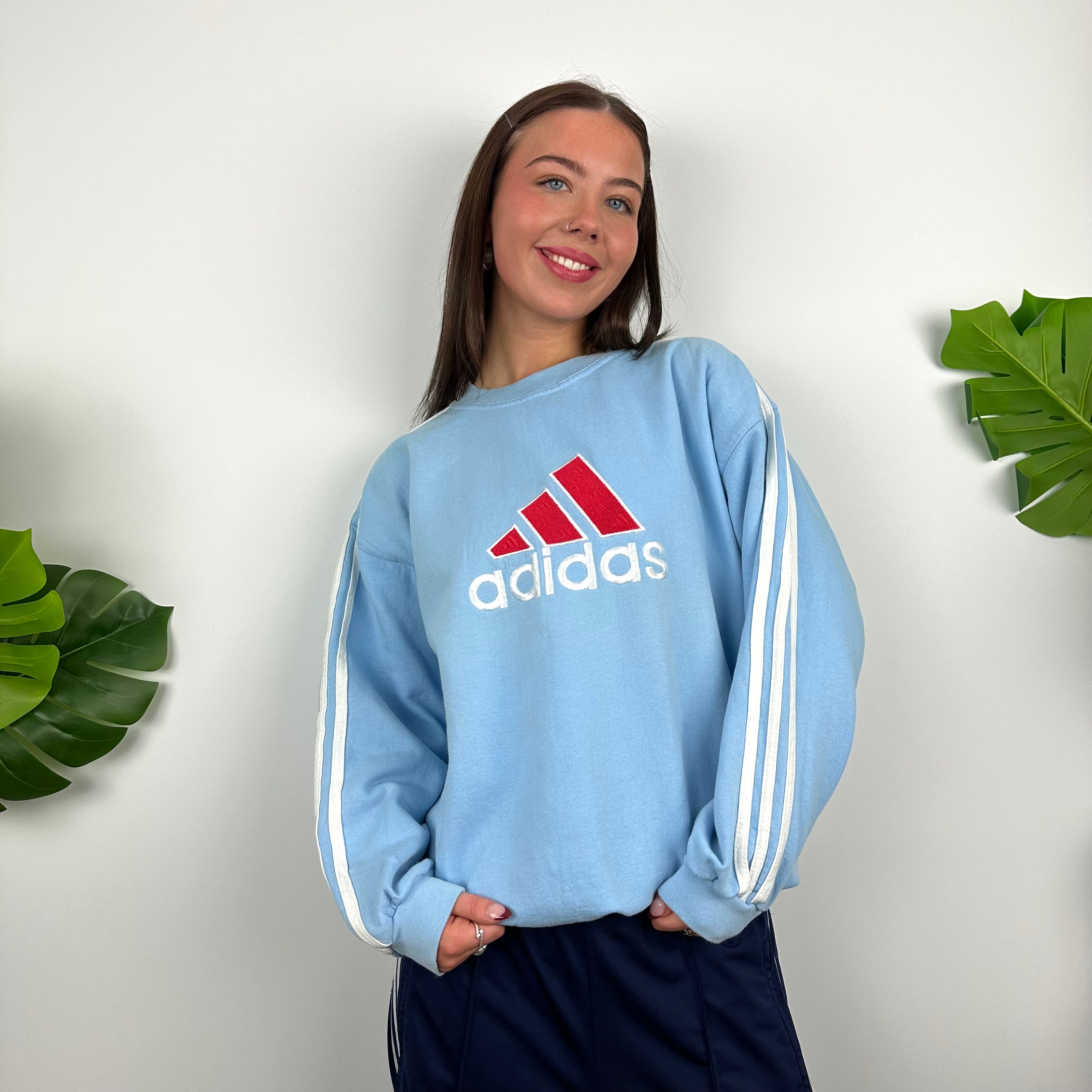 Adidas Equipment RARE Baby Blue Embroidered Spell Out Sweatshirt (M)