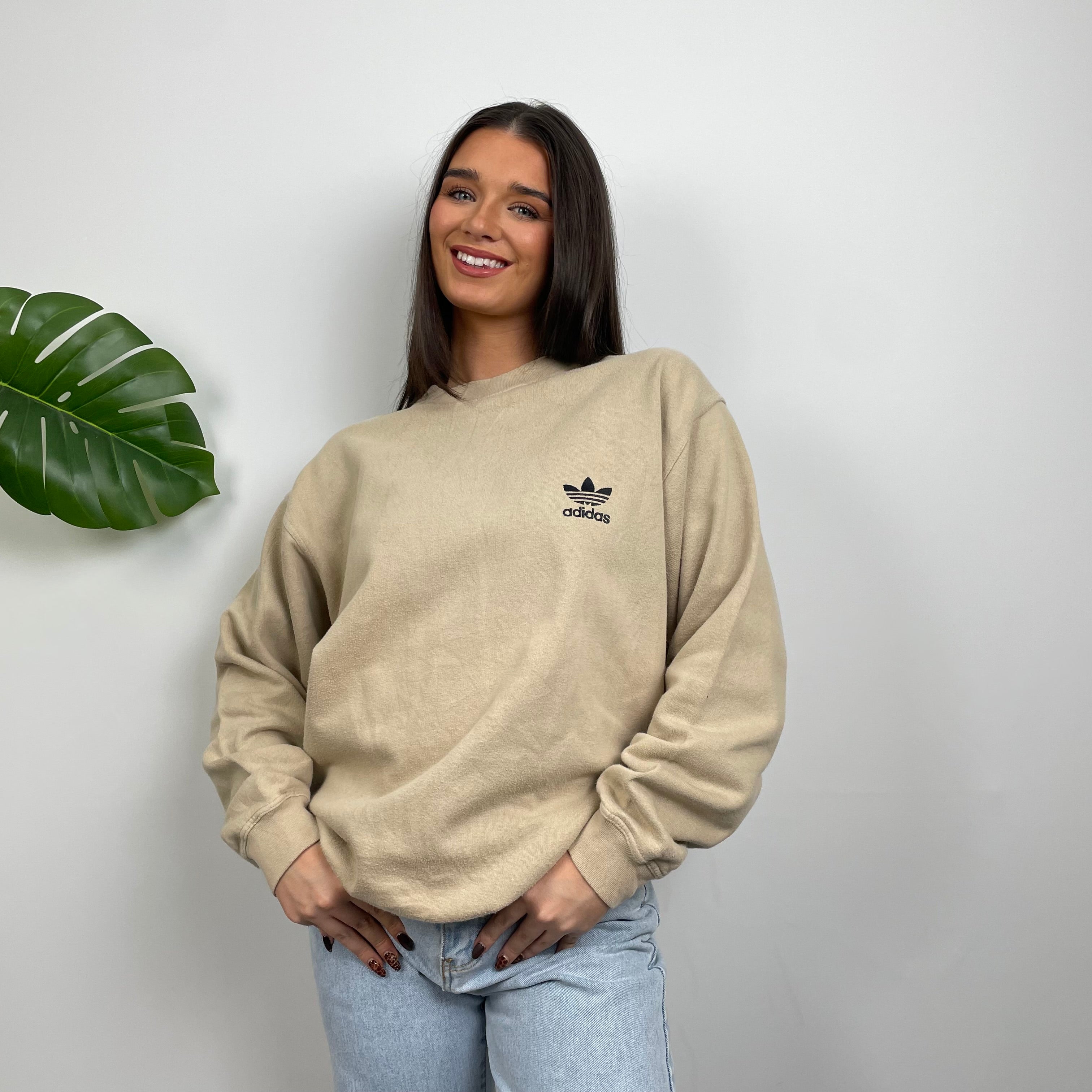 Adidas Tan Embroidered Spell Out Sweatshirt (L)