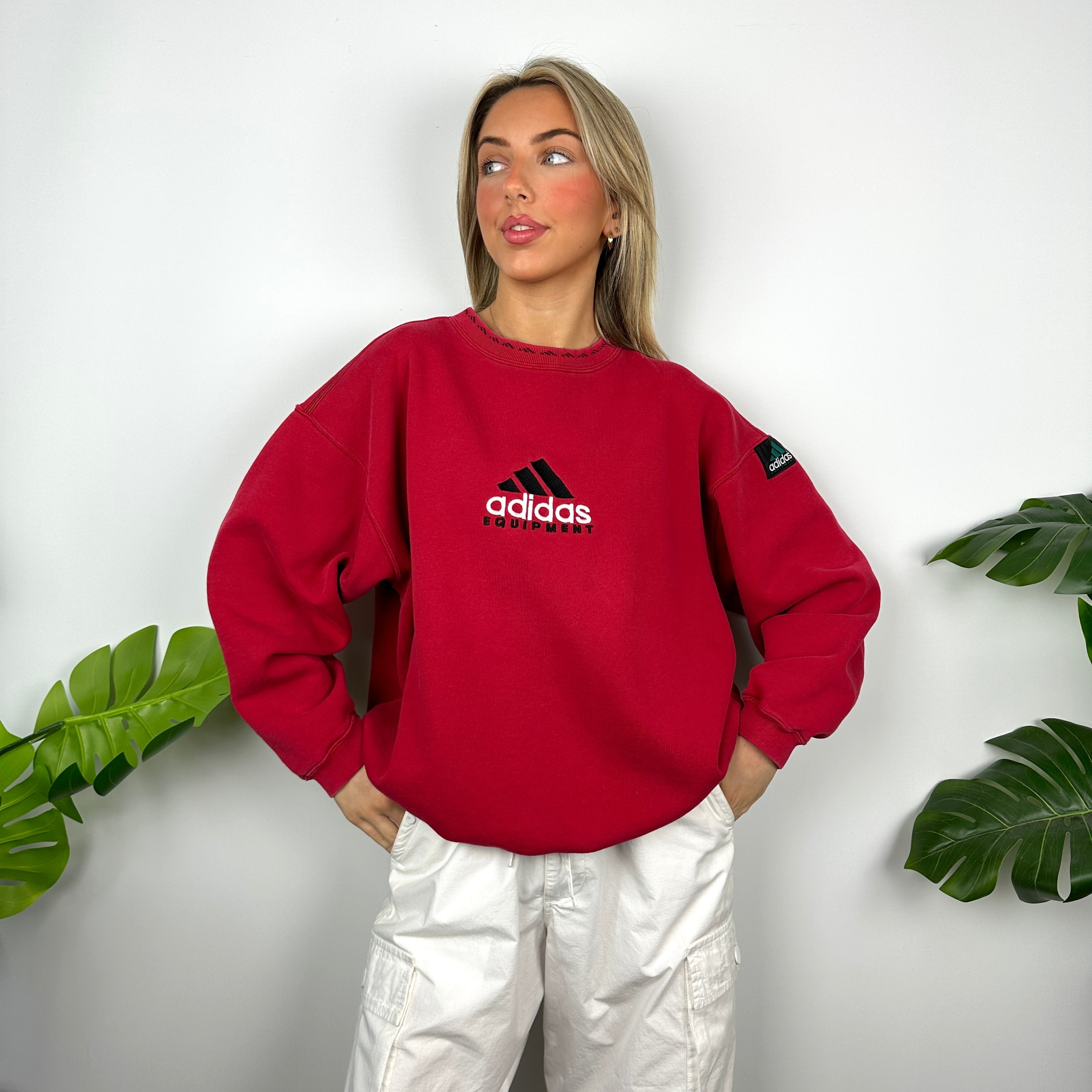 Adidas Equipment RARE Red Embroidered Spell Out Sweatshirt (M)