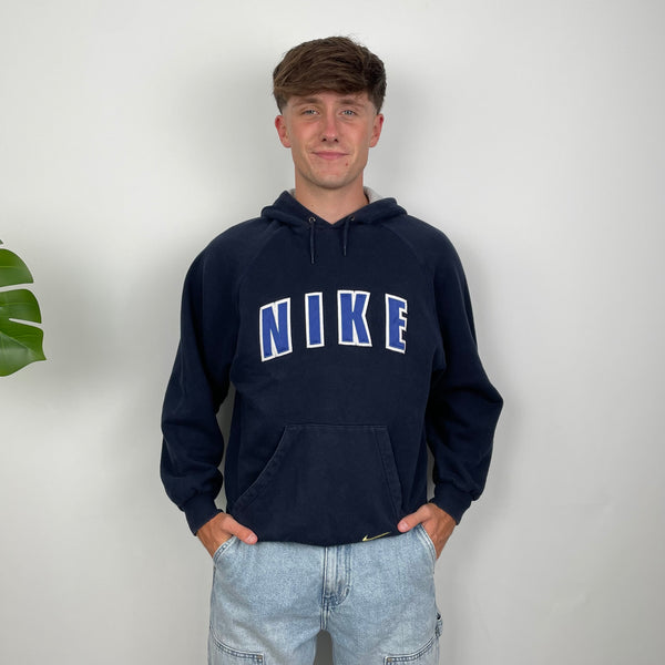 Nike Navy Embroidered Spell Out Hoodie (S)