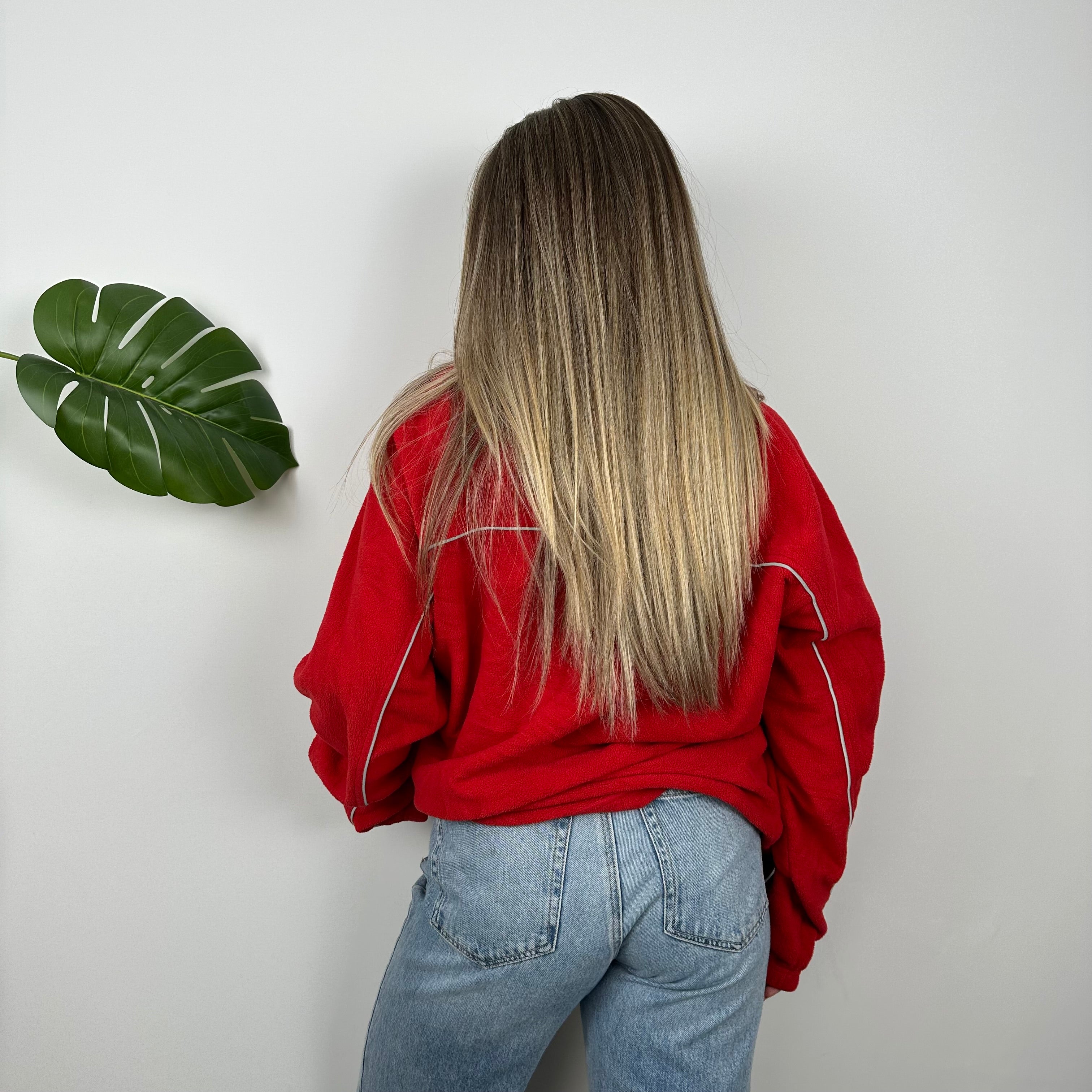 Ferrari Racing Red Embroidered Spell Out Quarter Zip (XL)