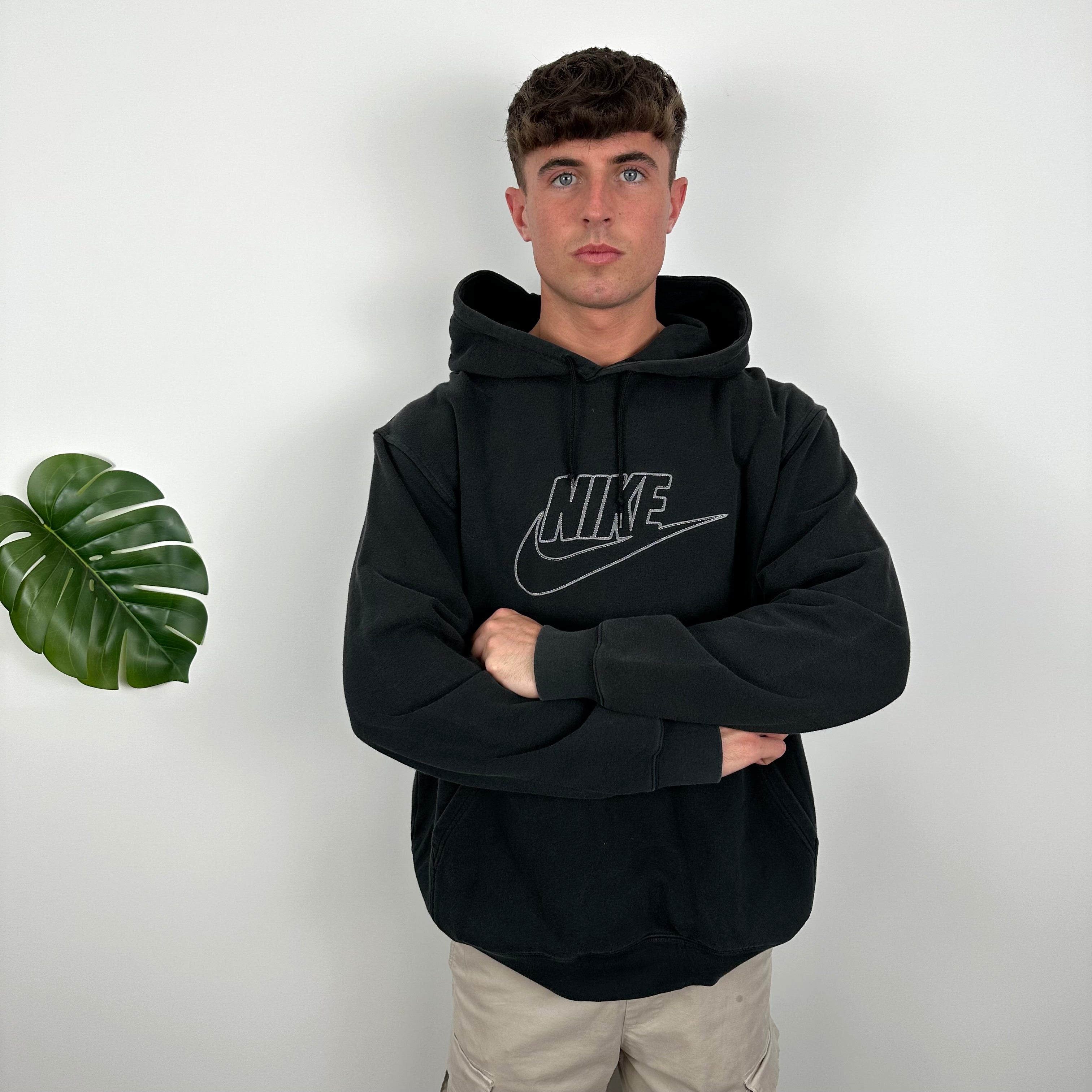 Nike Black Embroidered Spell Out Hoodie (L)