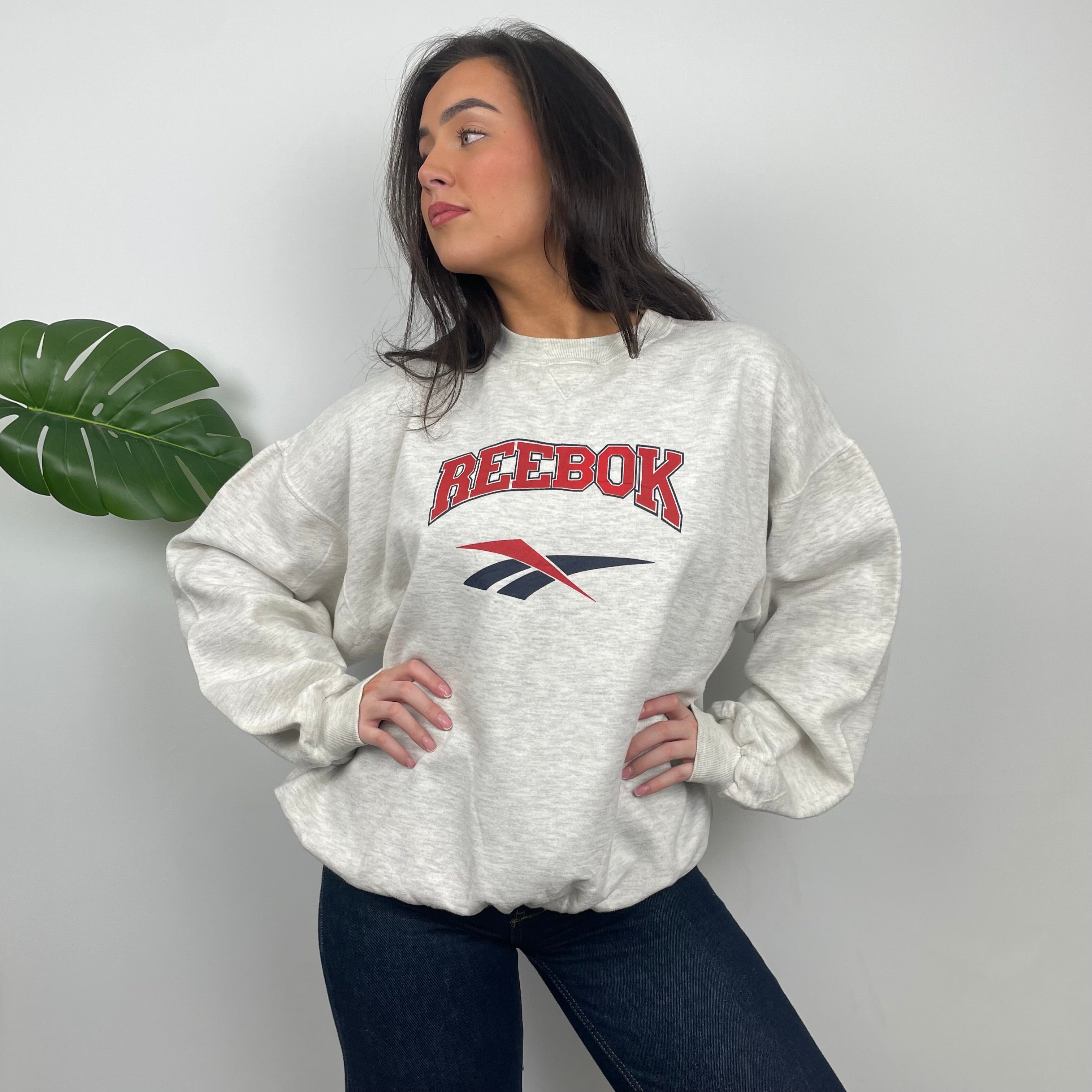 Reebok Grey Embroidered Spell Out Sweatshirt (L)