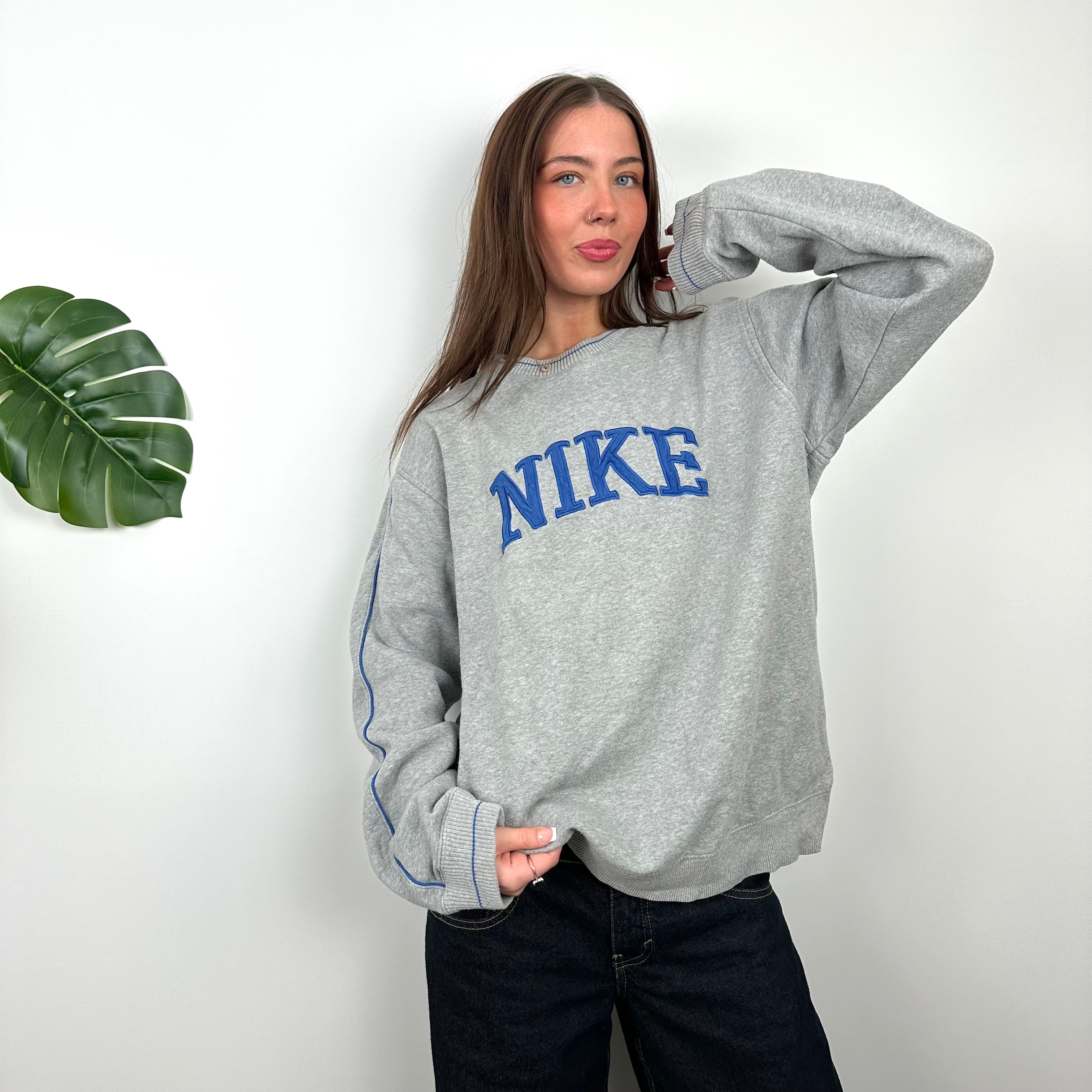 Nike Grey Embroidered Spell Out Sweatshirt (L)