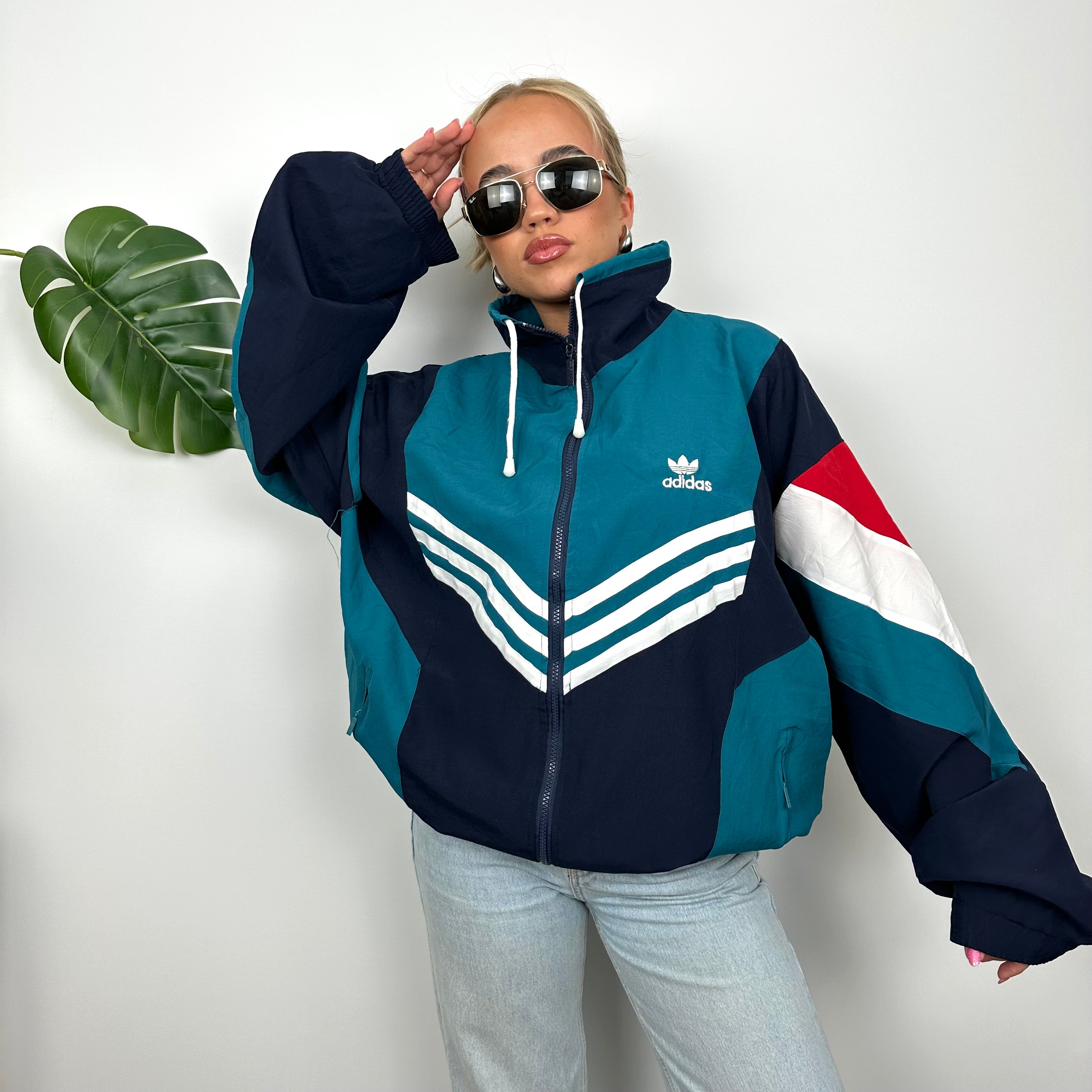 Adidas RARE Colour Block Embroidered Spell Out Windbreaker Jacket (L)