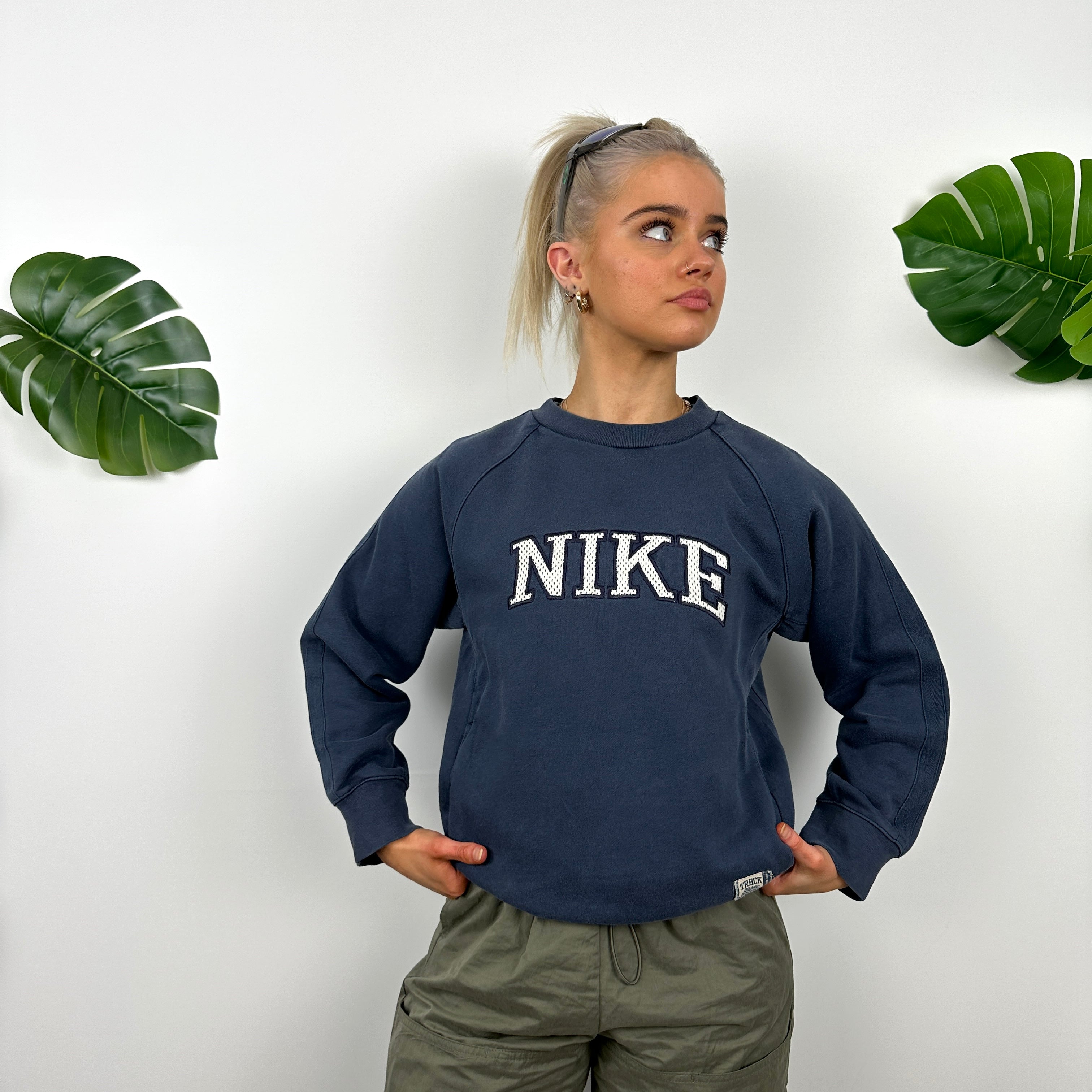 Nike Navy Embroidered Spell Out Sweatshirt (S)