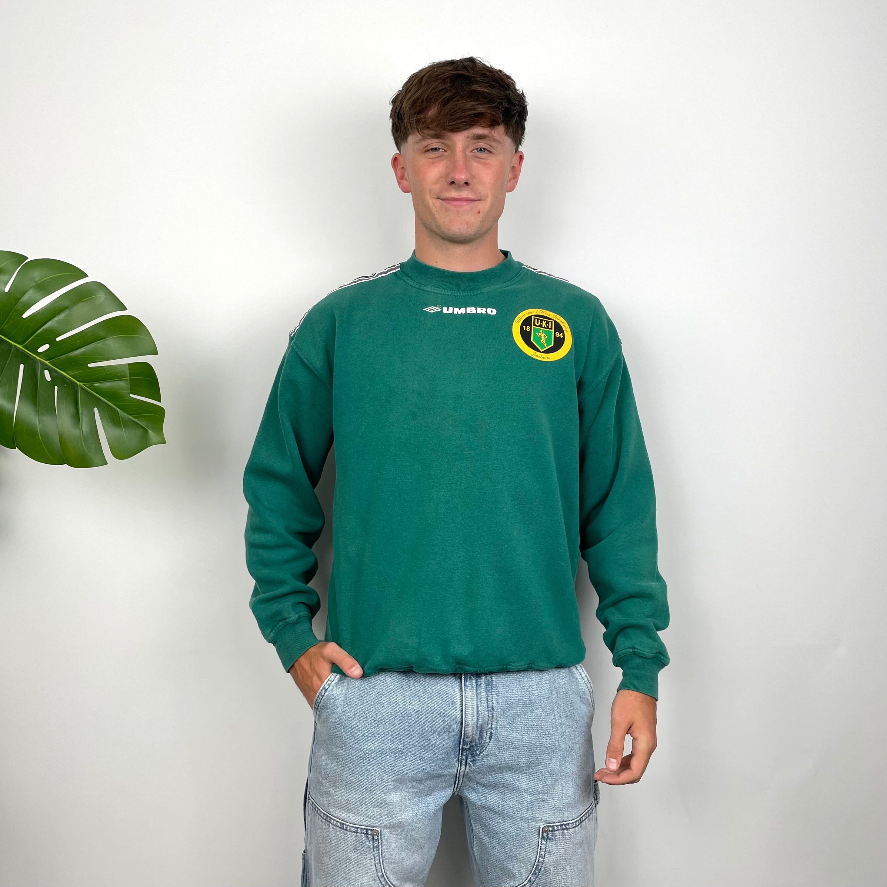 Umbro RARE Green Embroidered Spell Out Sweatshirt (S)