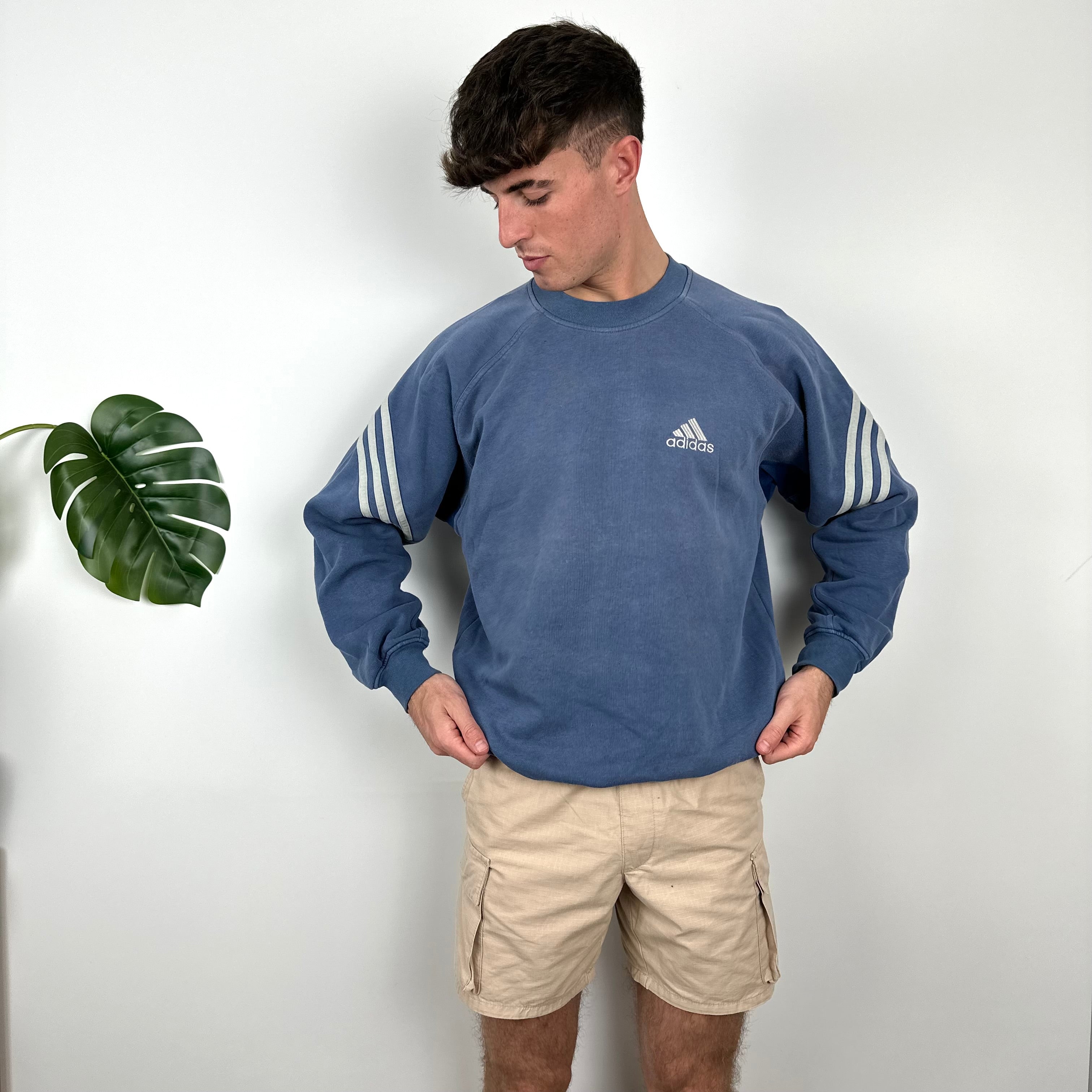 Adidas Navy Embroidered Spell Out Sweatshirt (M)