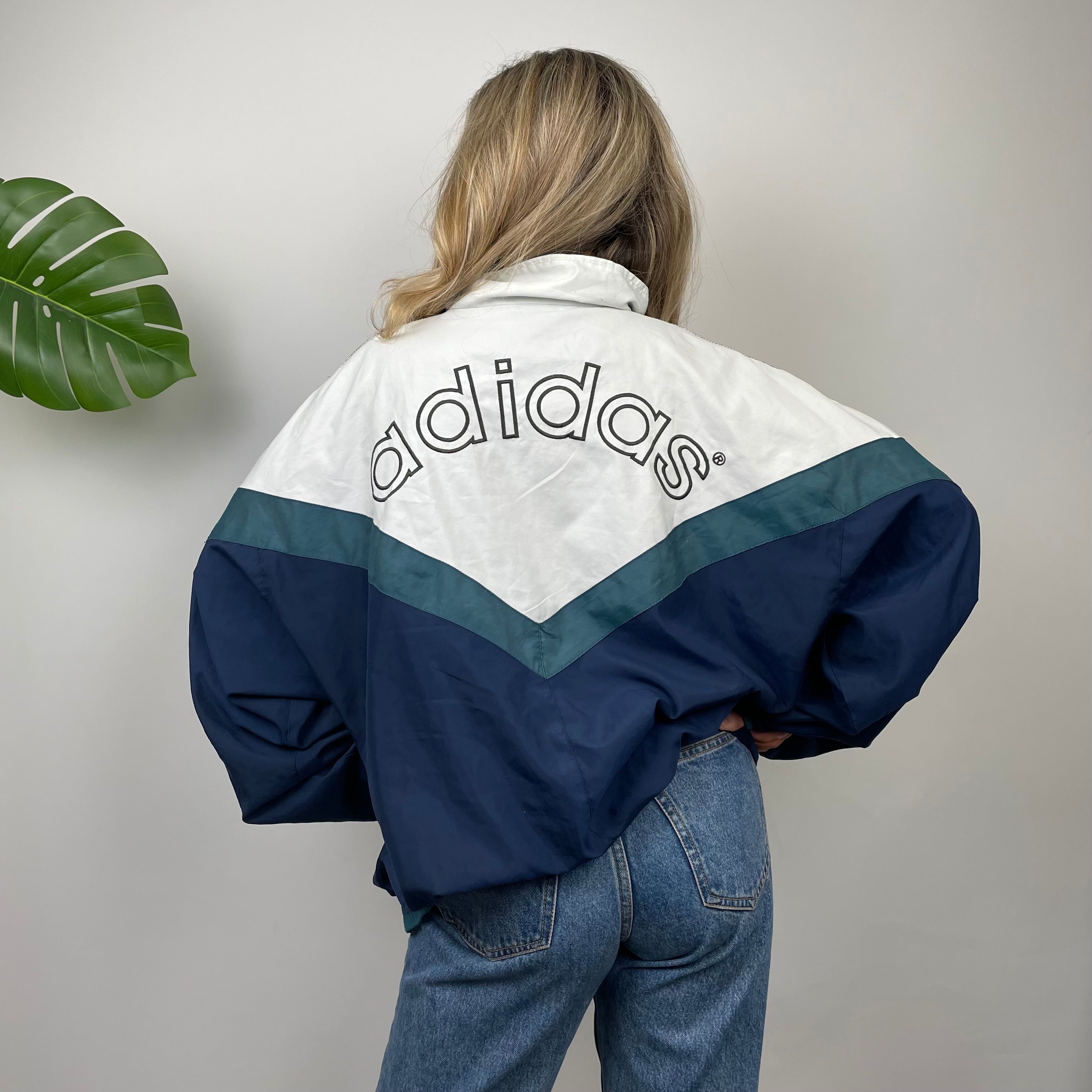 Adidas Equipment Navy Embroidered Spell Out windbreaker Jacket (L)