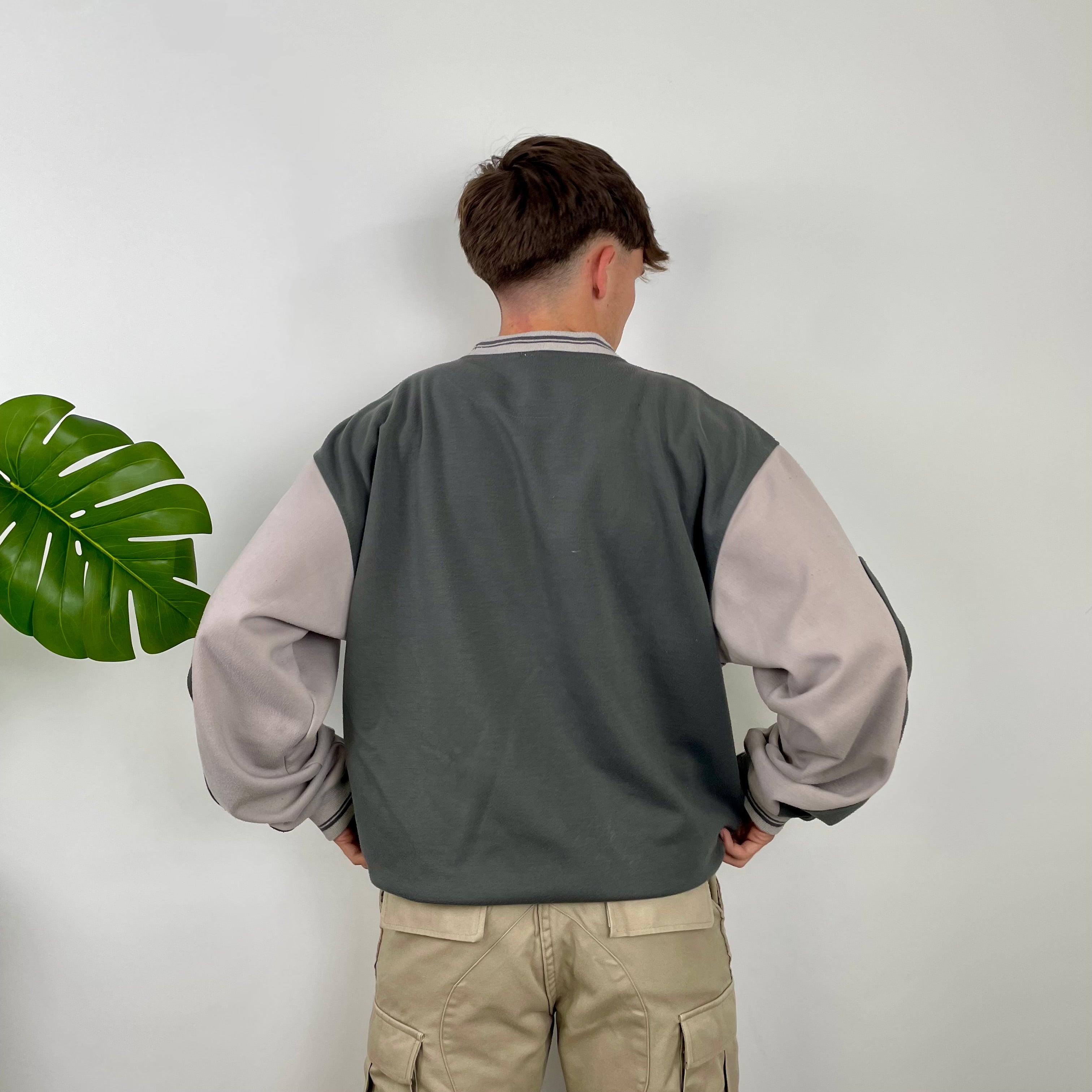 Adidas Grey Embroidered Spell Out Sweatshirt (L)