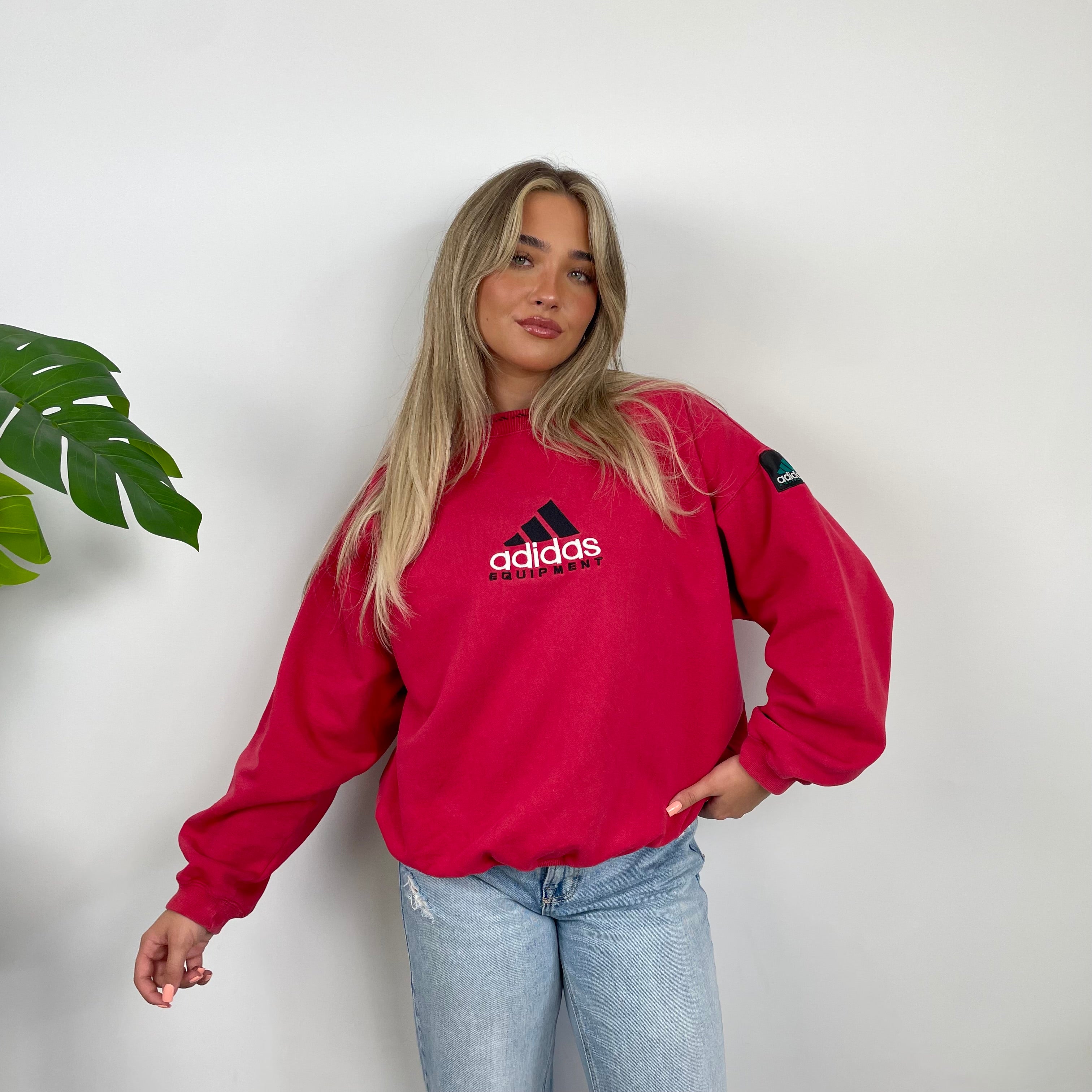 Adidas Equipment RARE Red Embroidered Spell Out Sweatshirt (S)