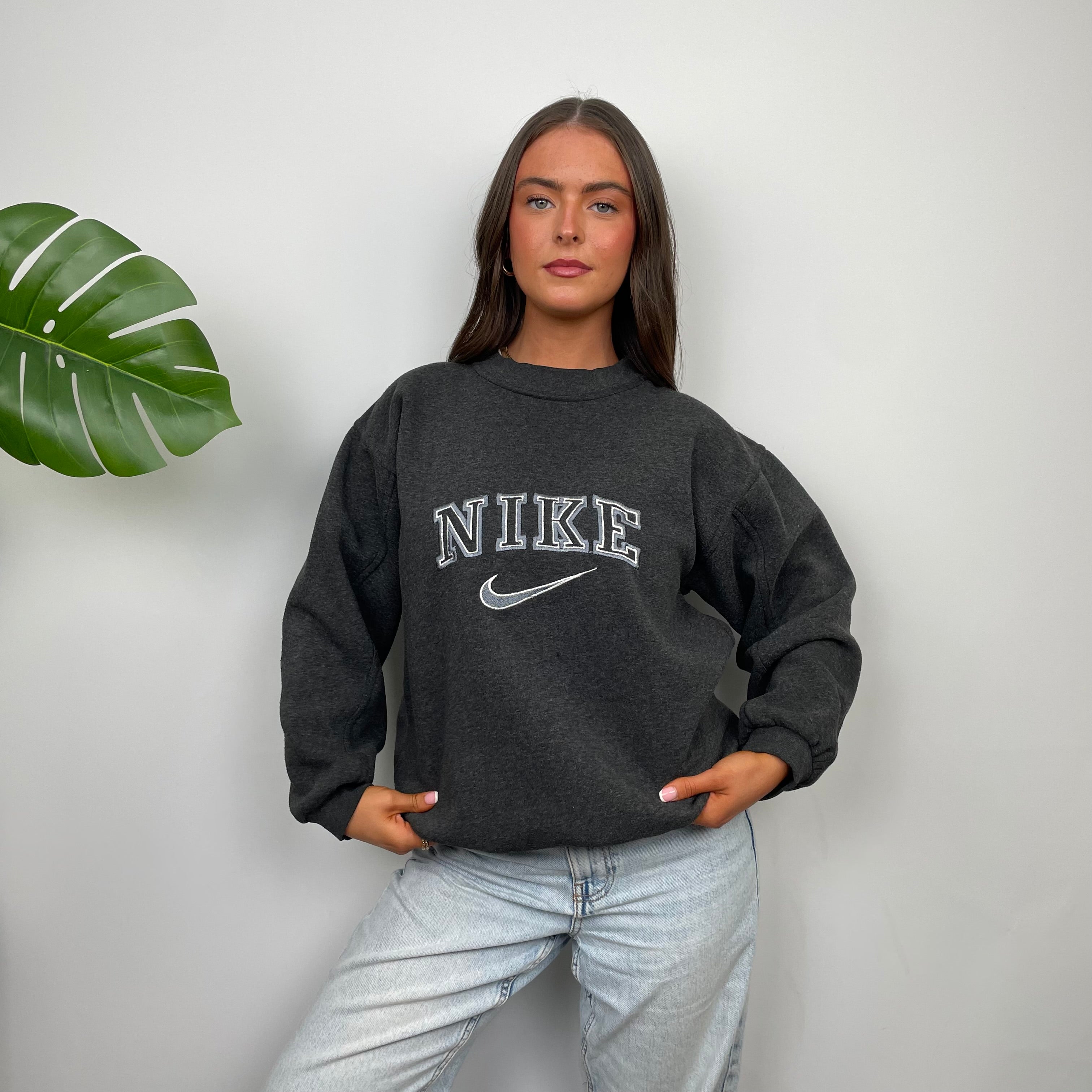 Nike Grey Embroidered Spell Out Sweatshirt (S)