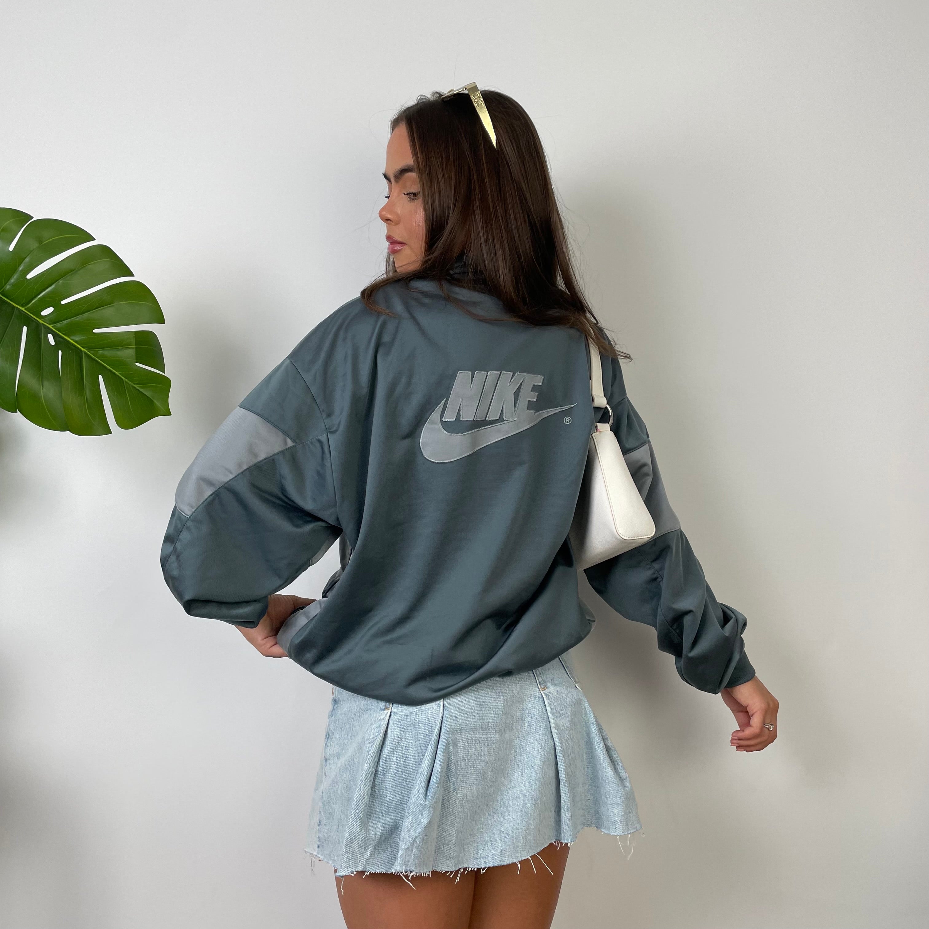 Nike Grey Embroidered Spell Out Zip Up Track Jacket (M)