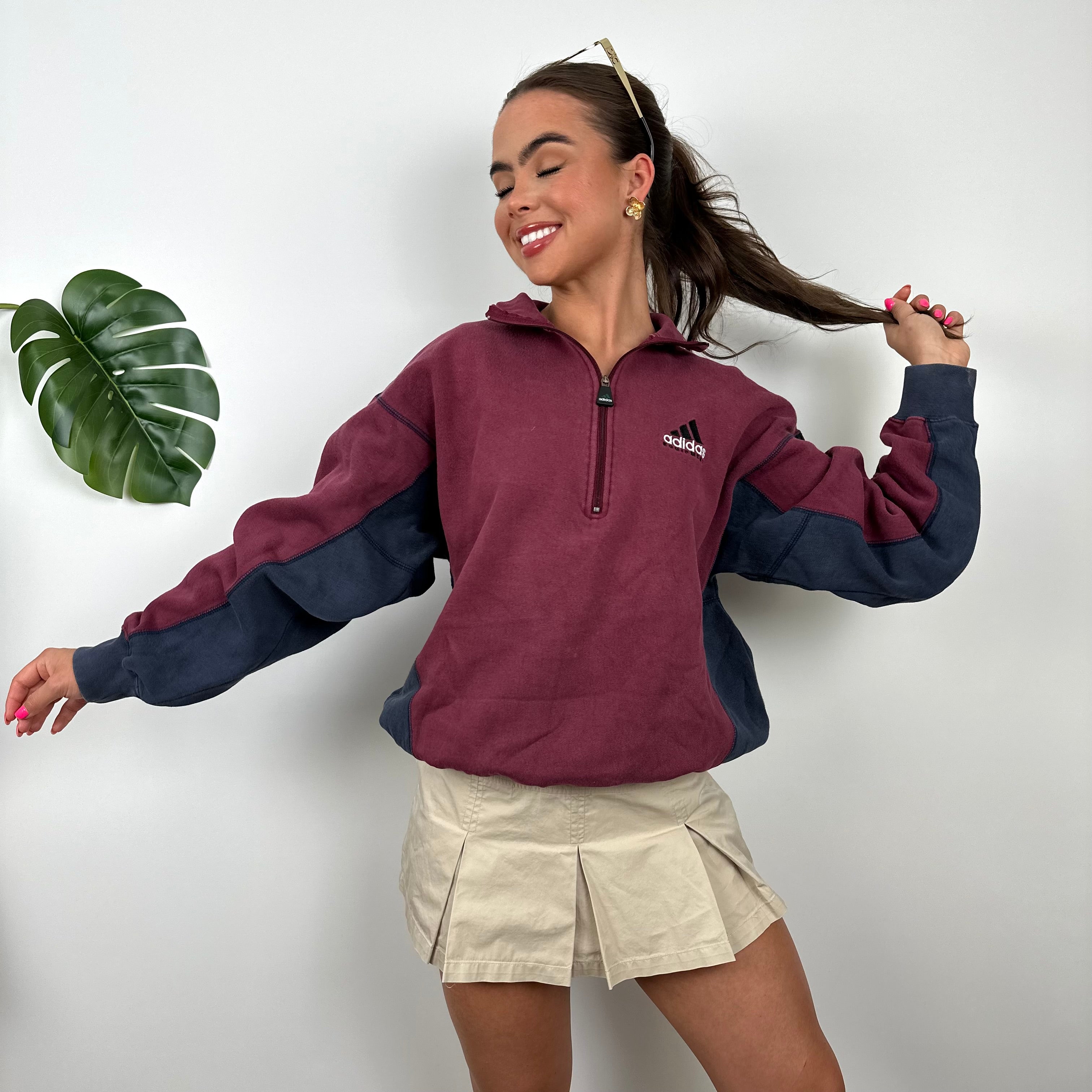 Adidas Equipment Maroon Embroidered Spell Out Sweatshirt (S)