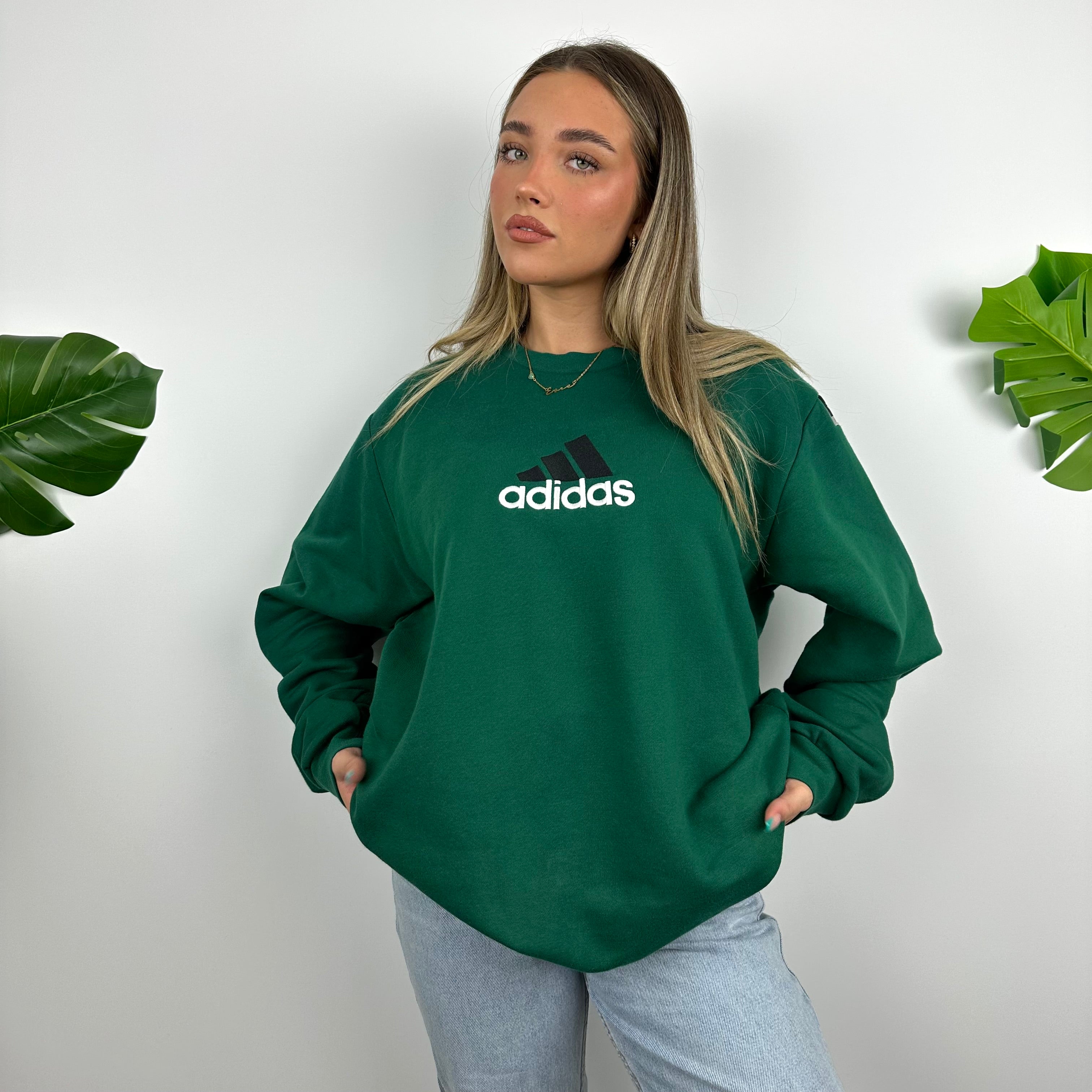 Adidas Equipment Green Embroidered Spell Out Sweatshirt (XL)