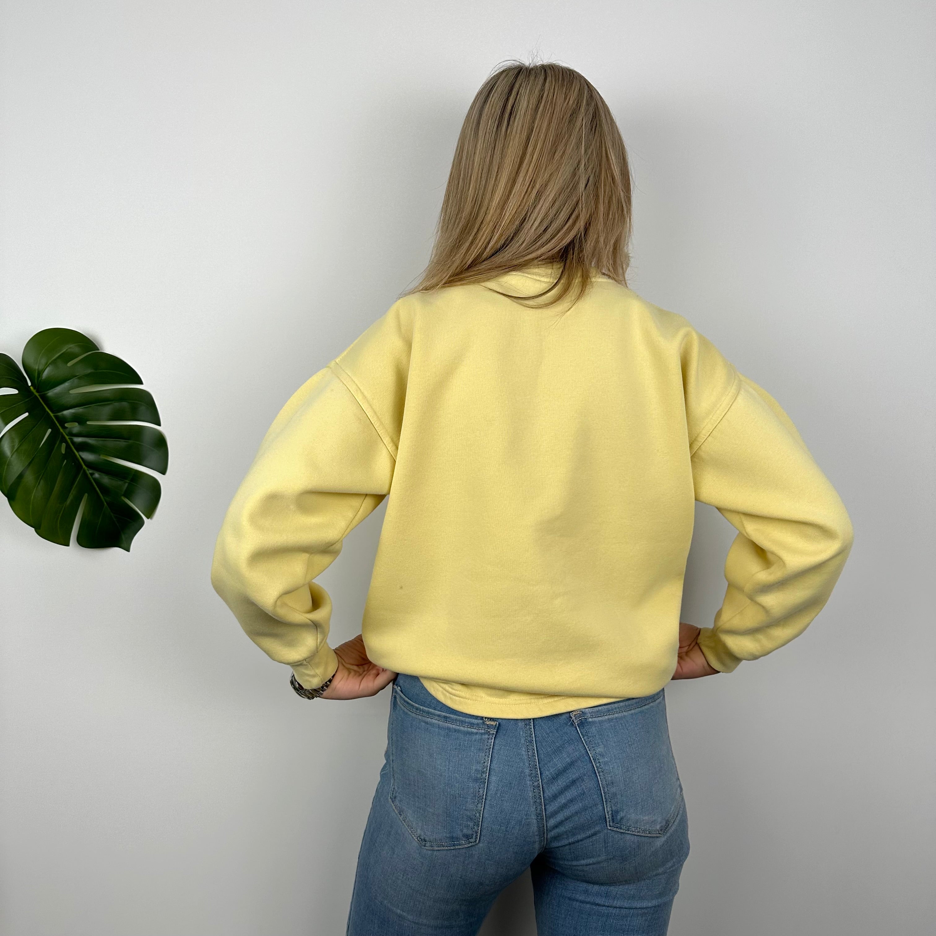 Nike Pastel Yellow Embroidered Spell Out Sweatshirt (M)