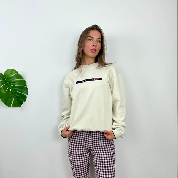 Nike White Embroidered Swoosh Sweatshirt (L)