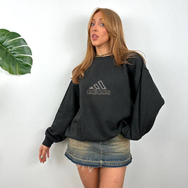 Adidas RARE Black Embroidered Spell Out Sweatshirt (S)
