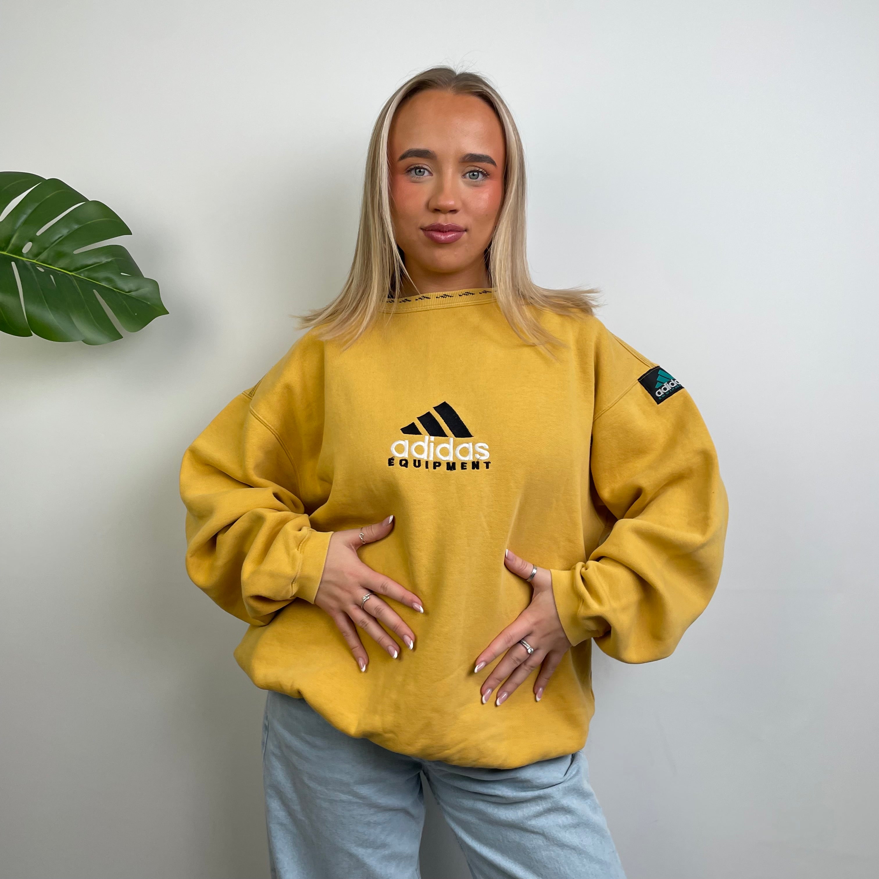 Adidas Equipment Yellow Embroidered Spell Out Sweatshirt (L)