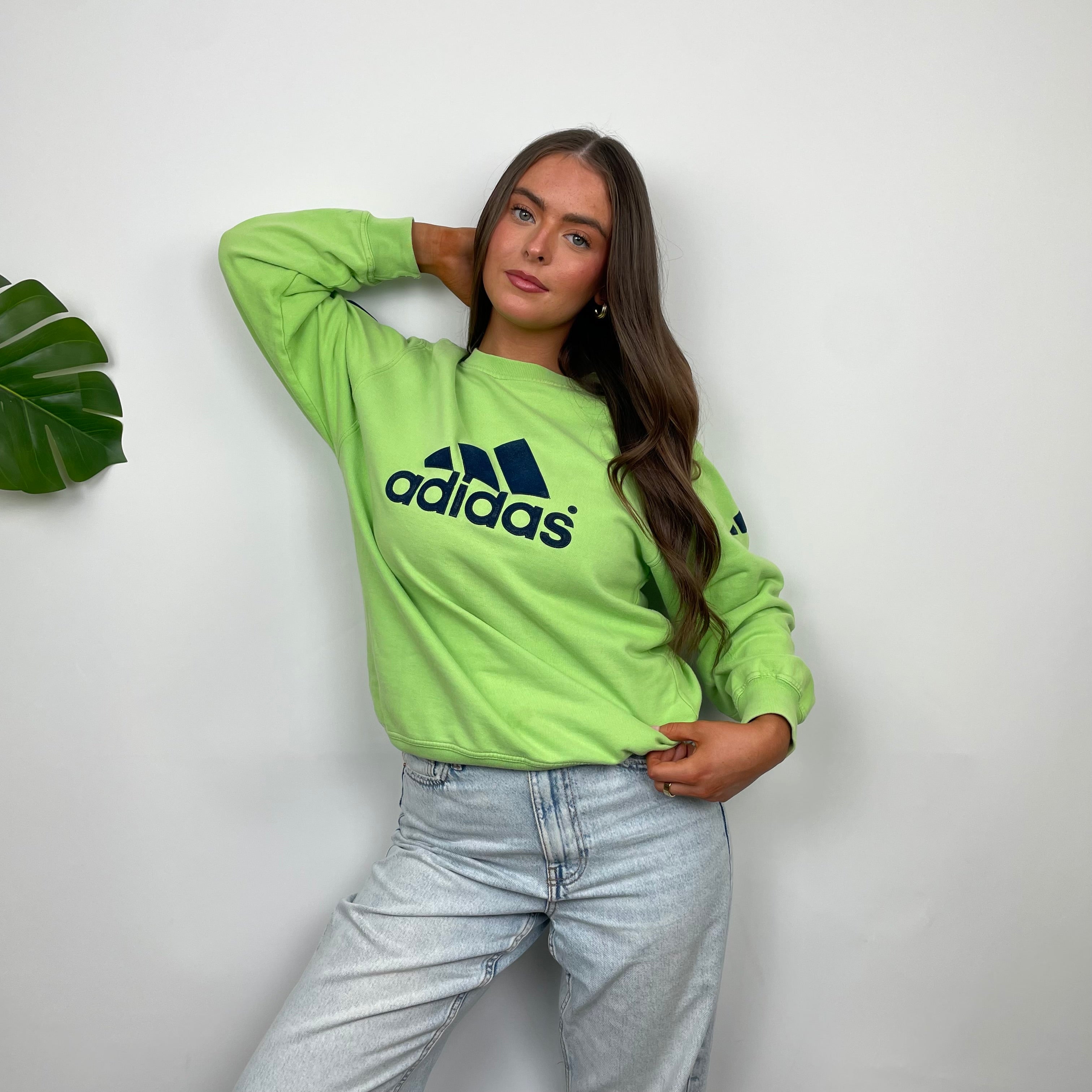 Adidas RARE Green Embroidered Spell Out Sweatshirt (S)