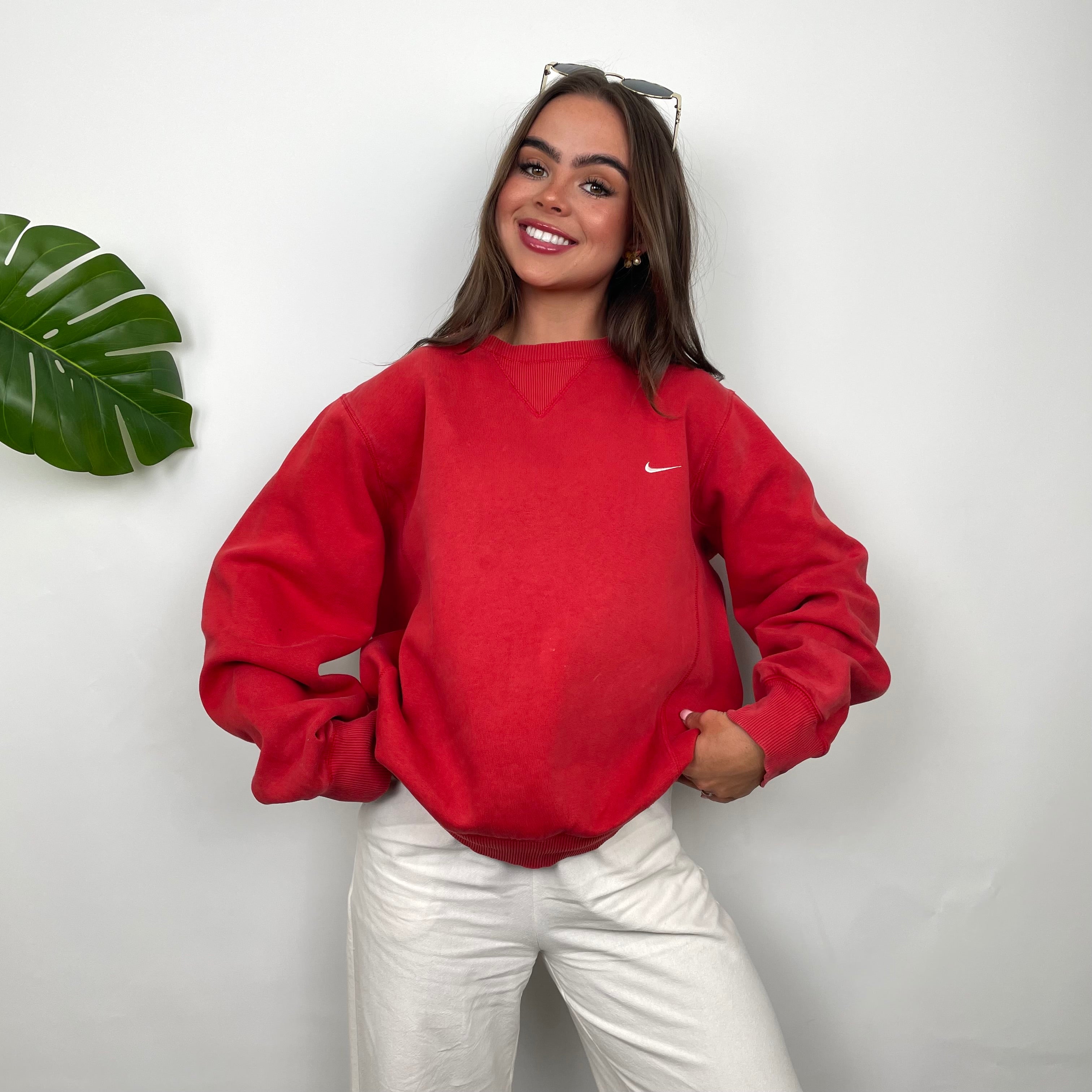 Nike Red Embroidered Swoosh Sweatshirt (S)