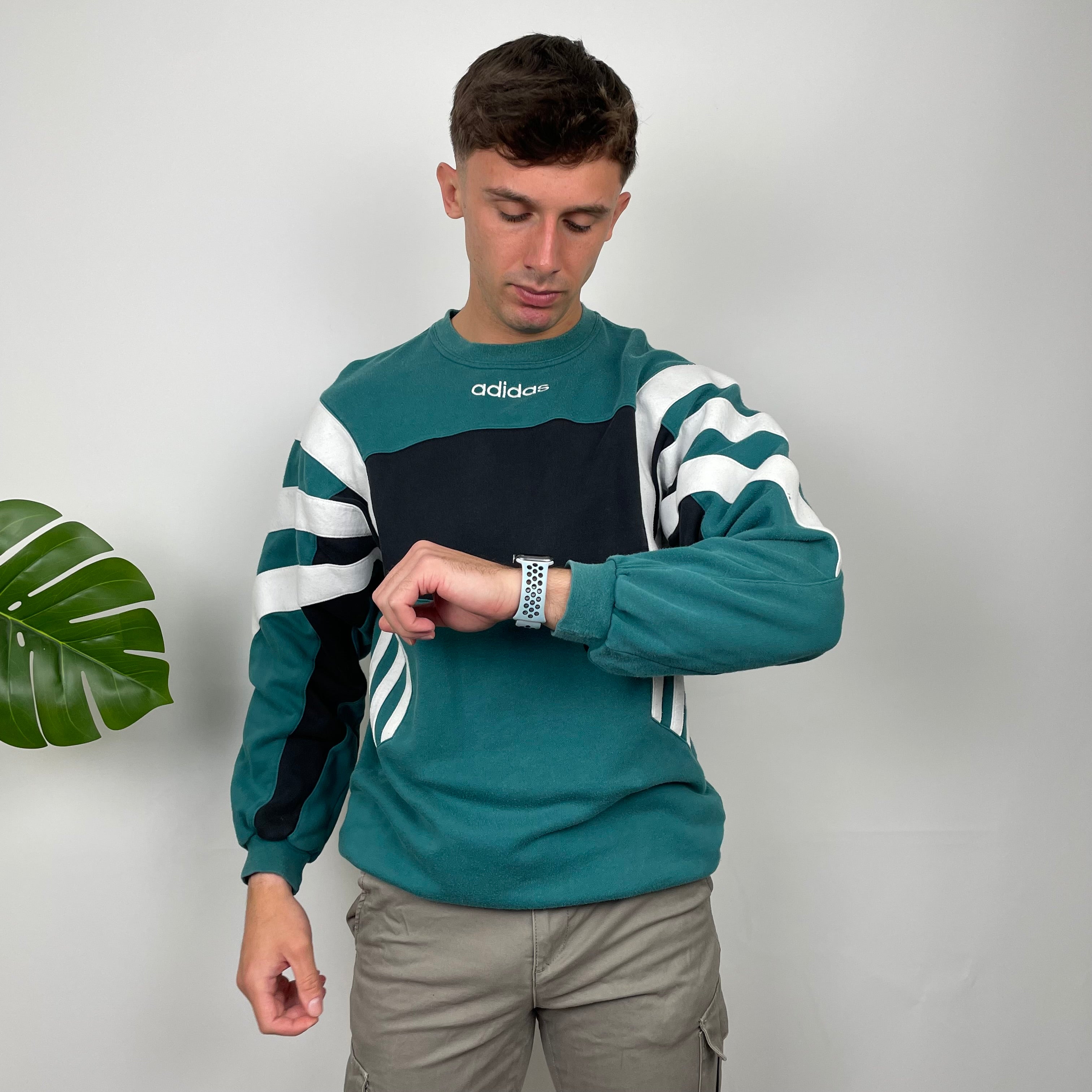 Adidas RARE Green Embroidered Spell Out Sweatshirt (L)