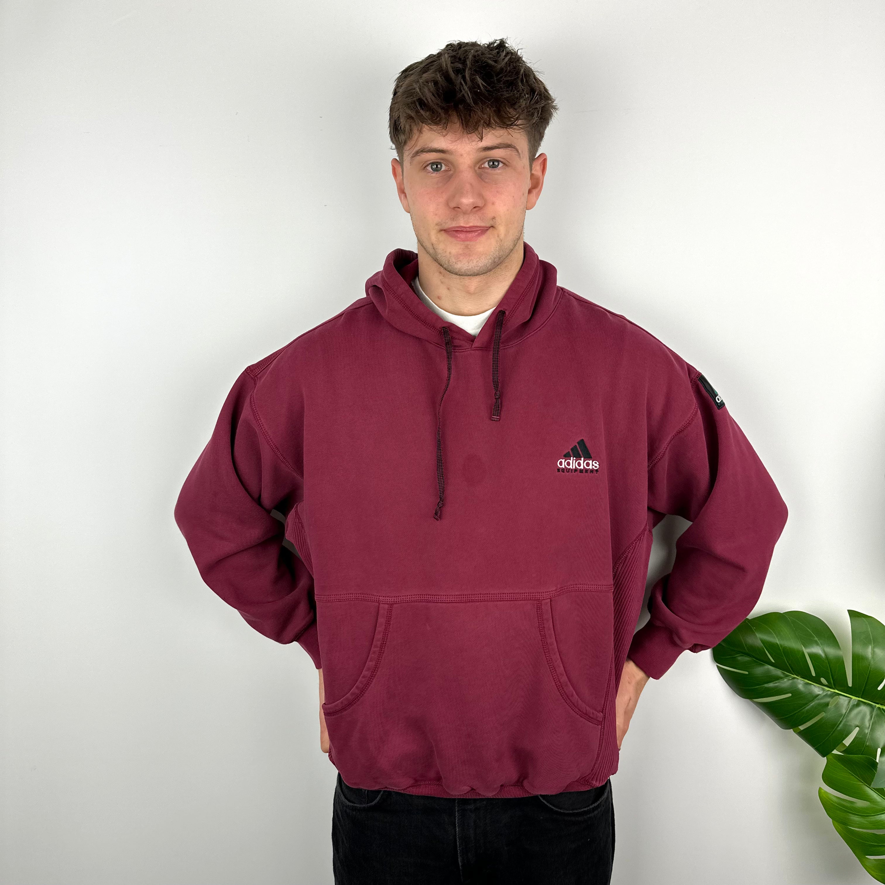 Adidas Equipment Maroon Embroidered Spell Out Hoodie (L)