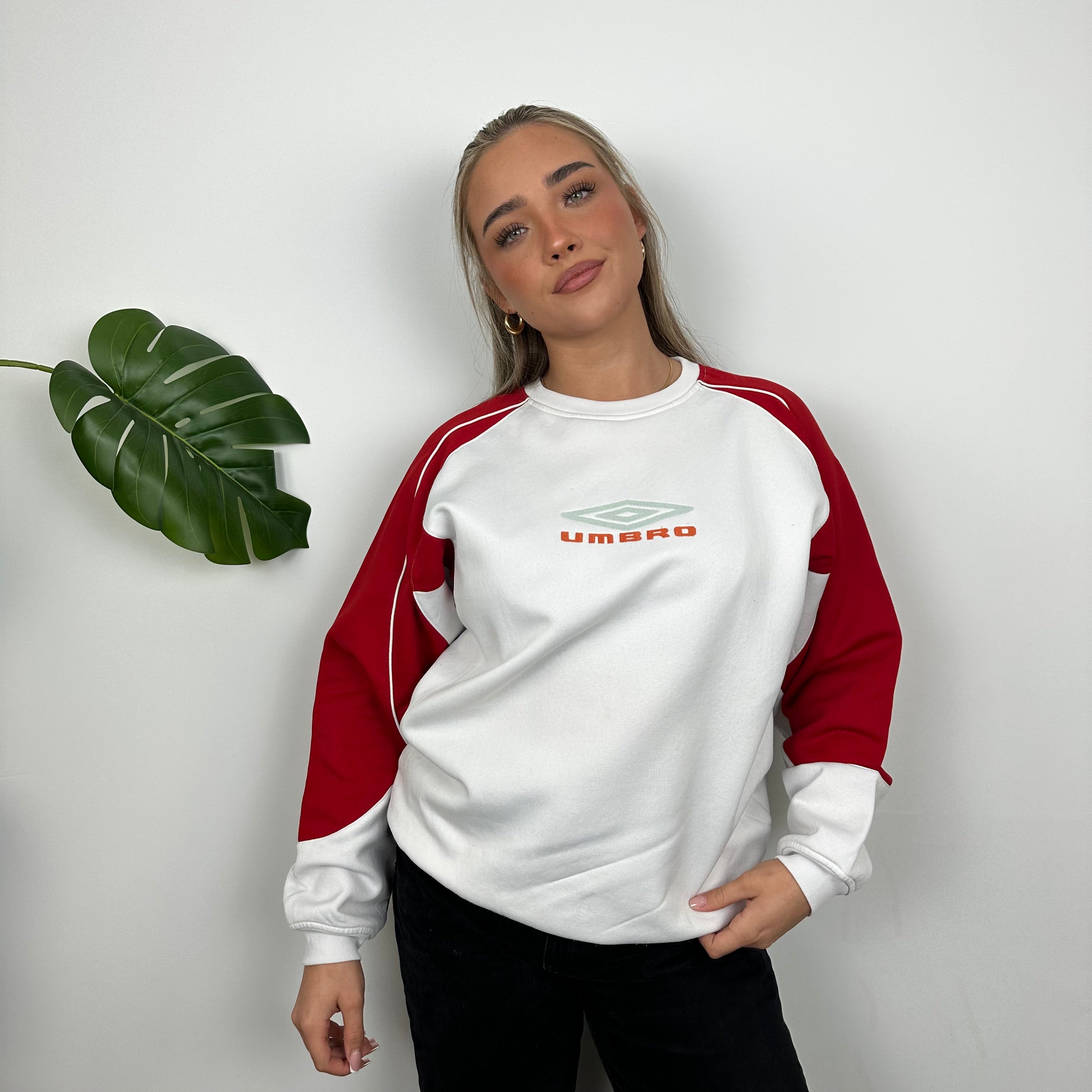 Umbro White Embroidered Spell Out Sweatshirt (L)